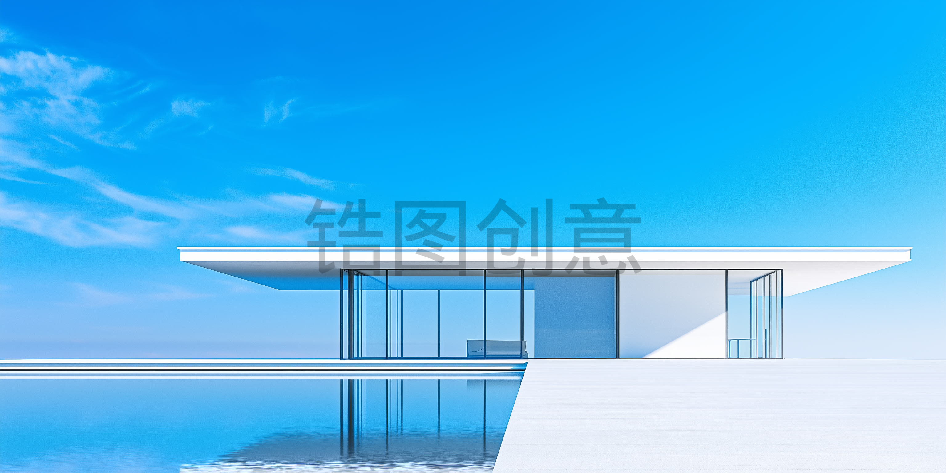 建筑系列蓝色大气建筑空间简约空间感背景
