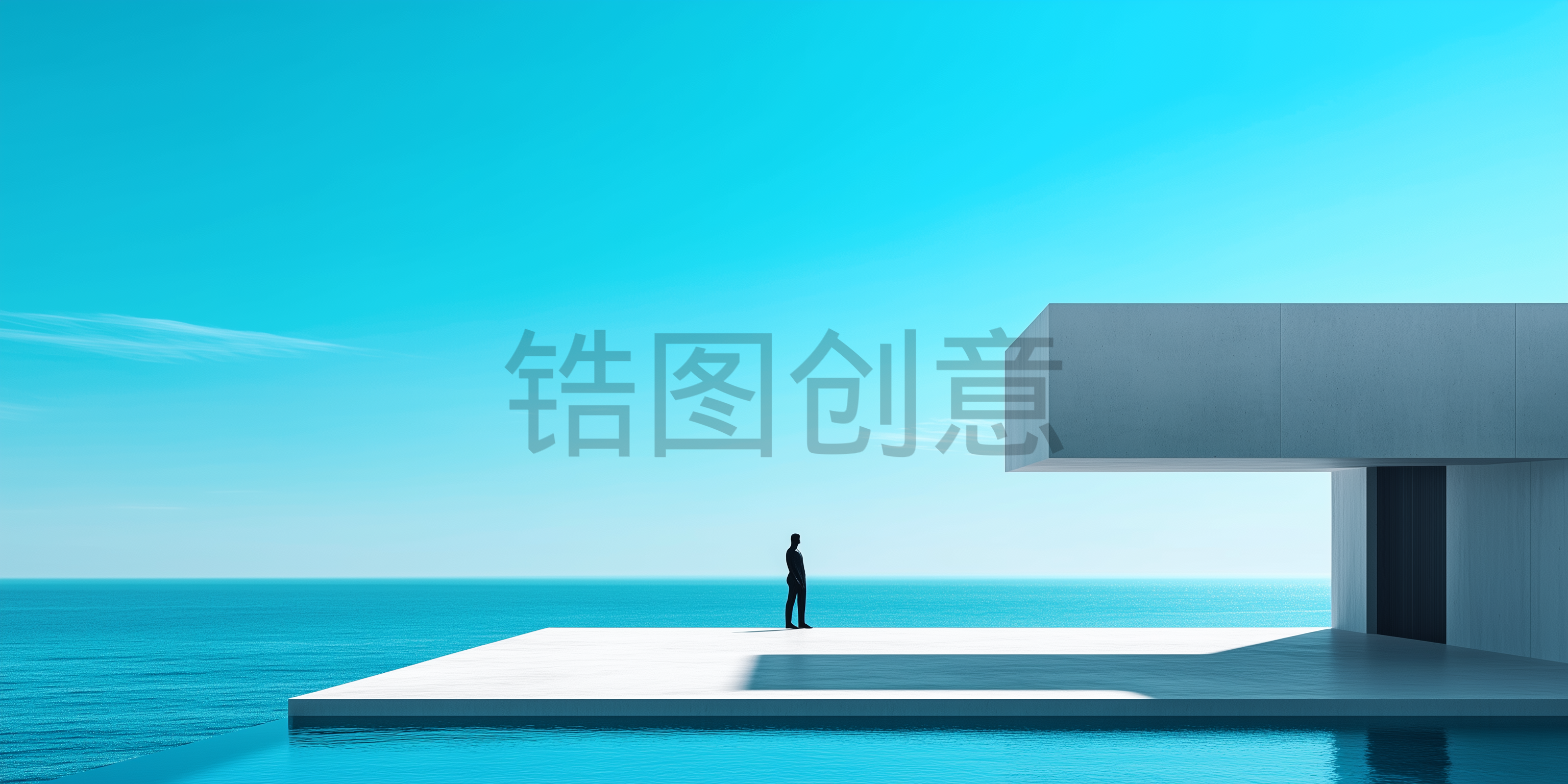 建筑系列蓝色大气建筑空间简约空间感背景