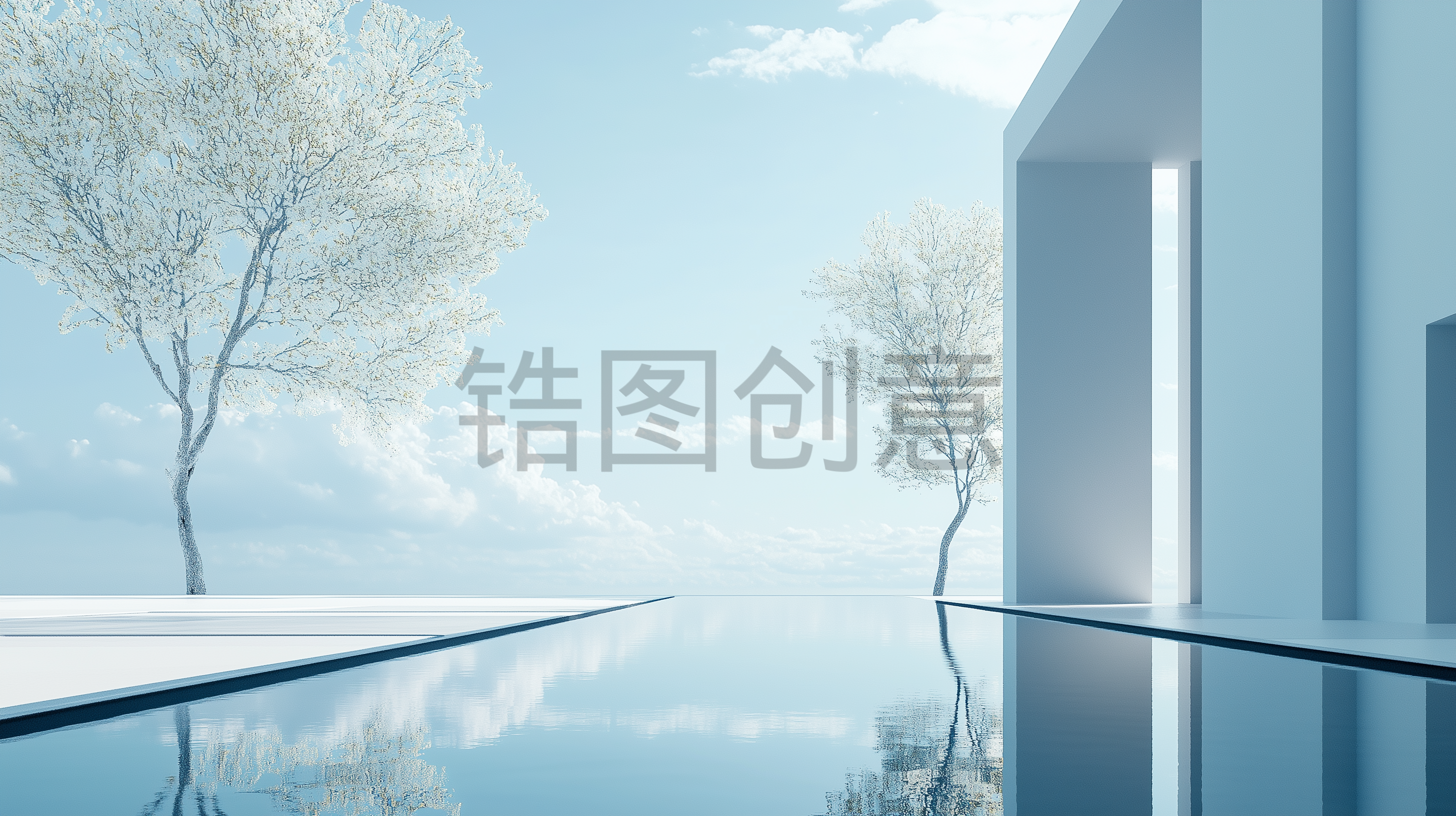 建筑系列蓝色大气建筑空间简约空间感背景
