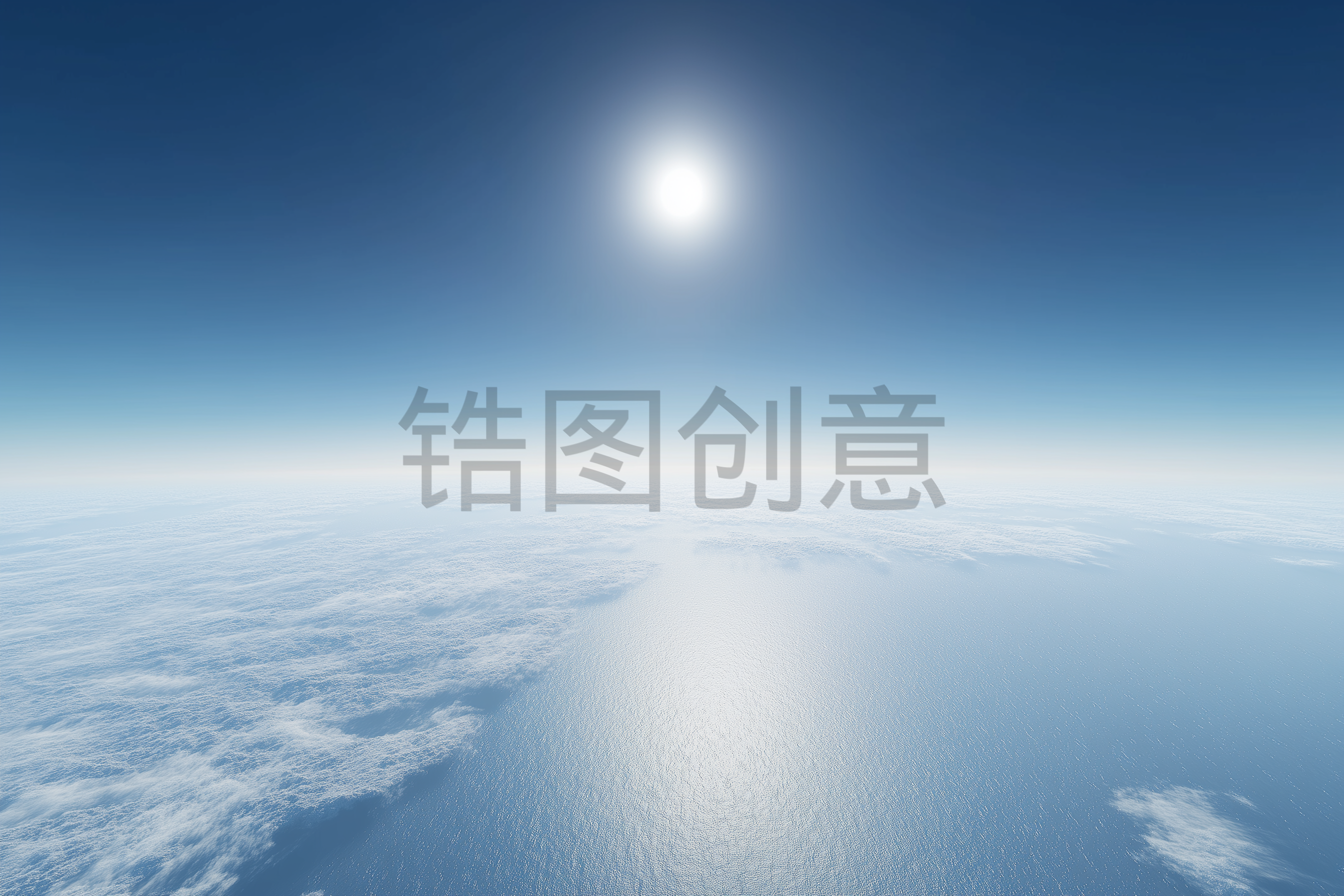数字AI航拍俯瞰视角广阔蓝天白云海洋地平线照片