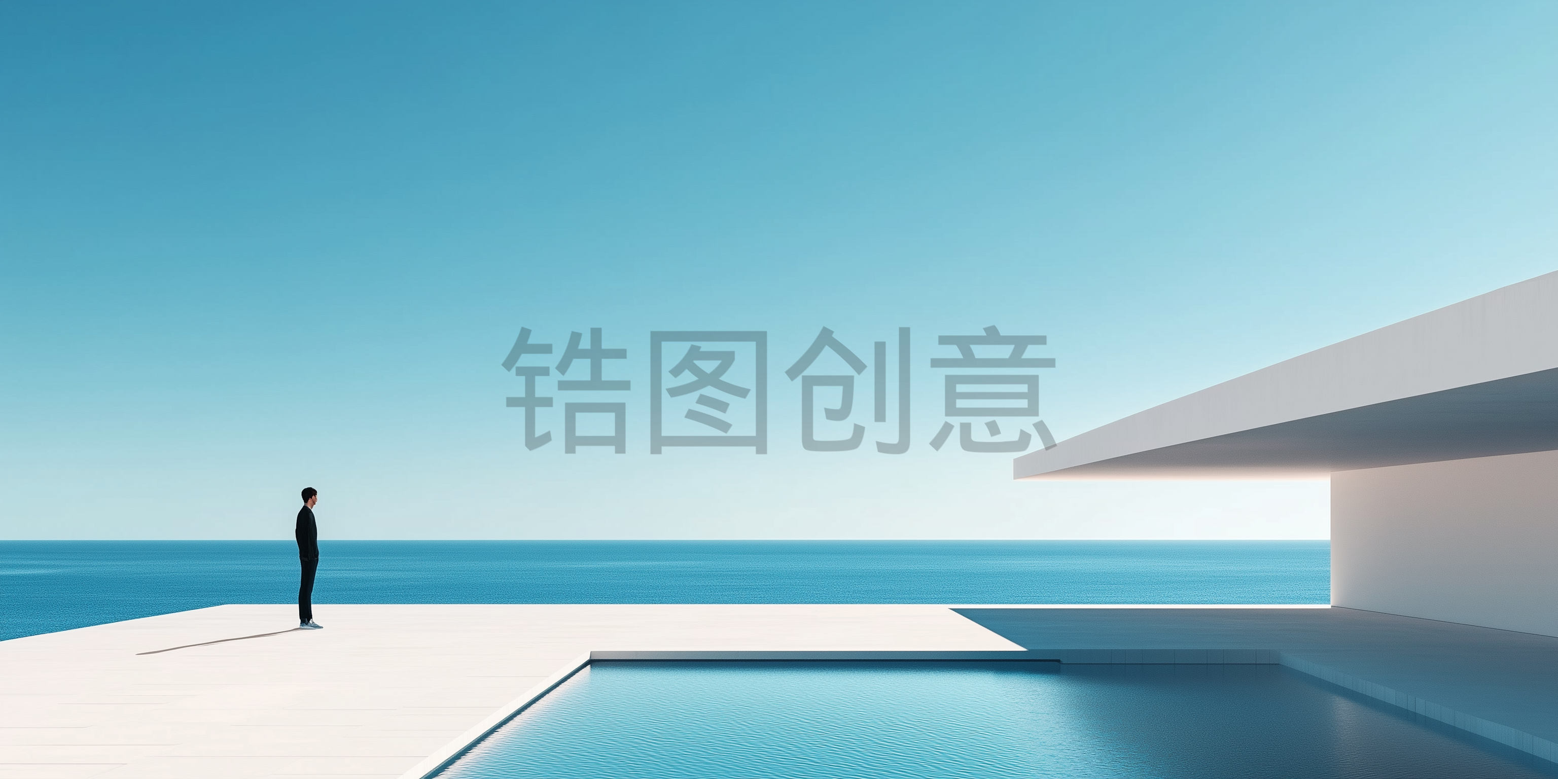 建筑系列蓝色大气建筑空间简约空间感概念背景
