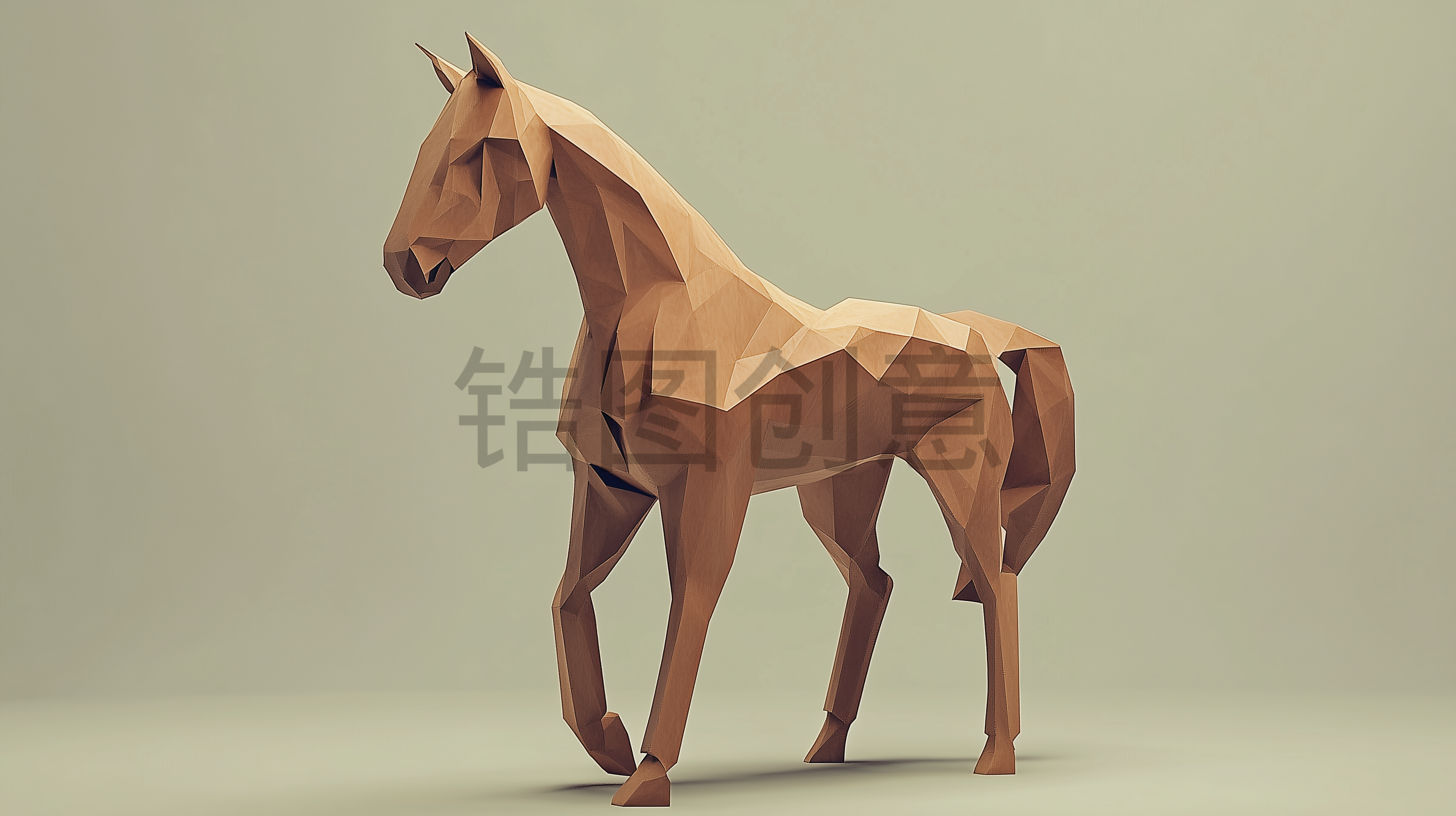 木刻马骏马元素
