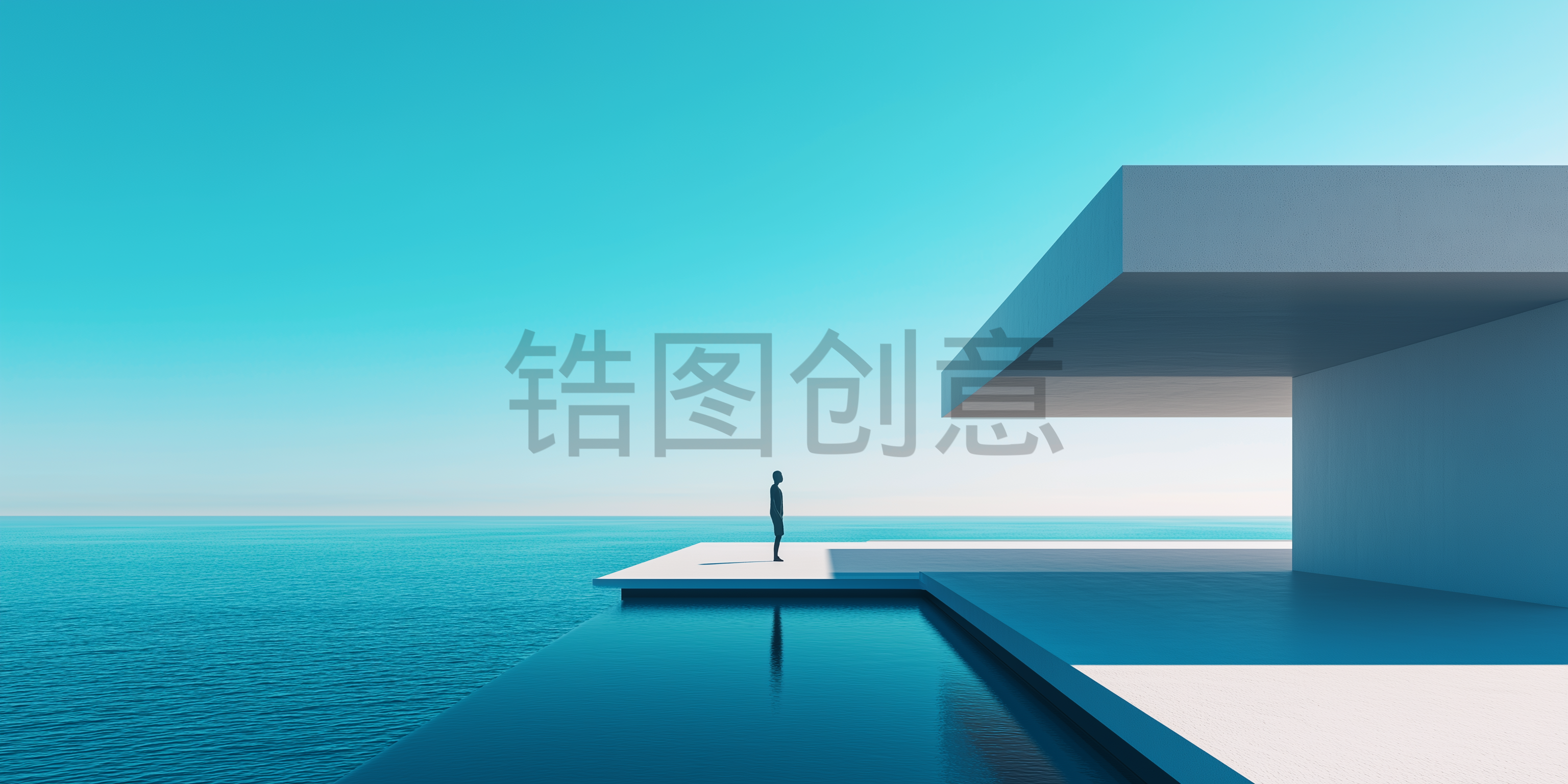 建筑系列蓝色大气建筑空间简约空间感背景