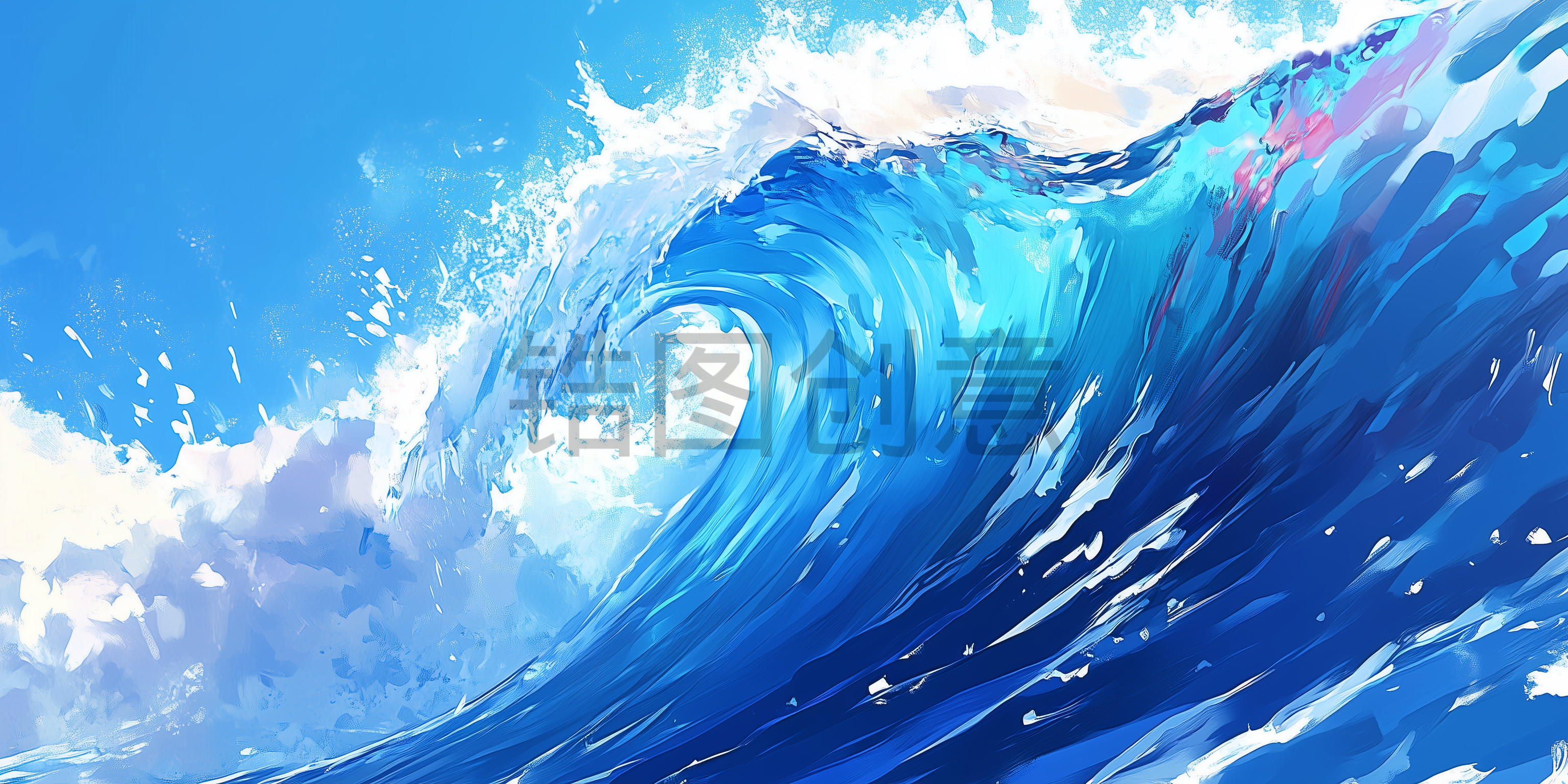蓝色海浪状抽象肌理背景