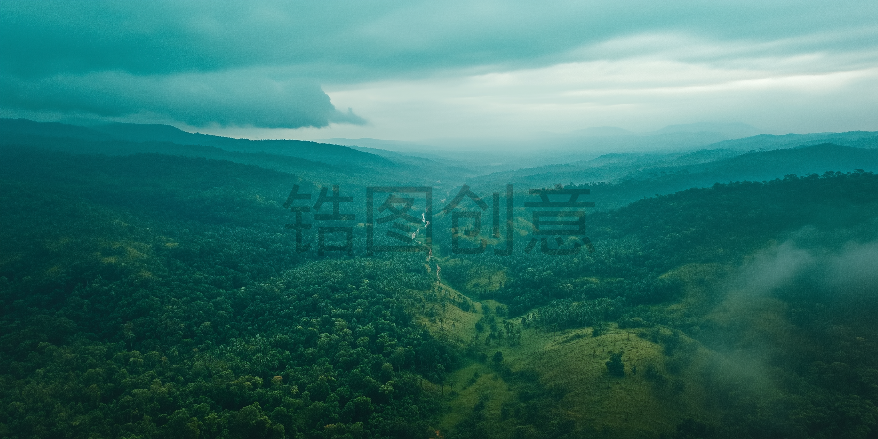 数字AI航拍俯瞰视角大自然森林风光照片