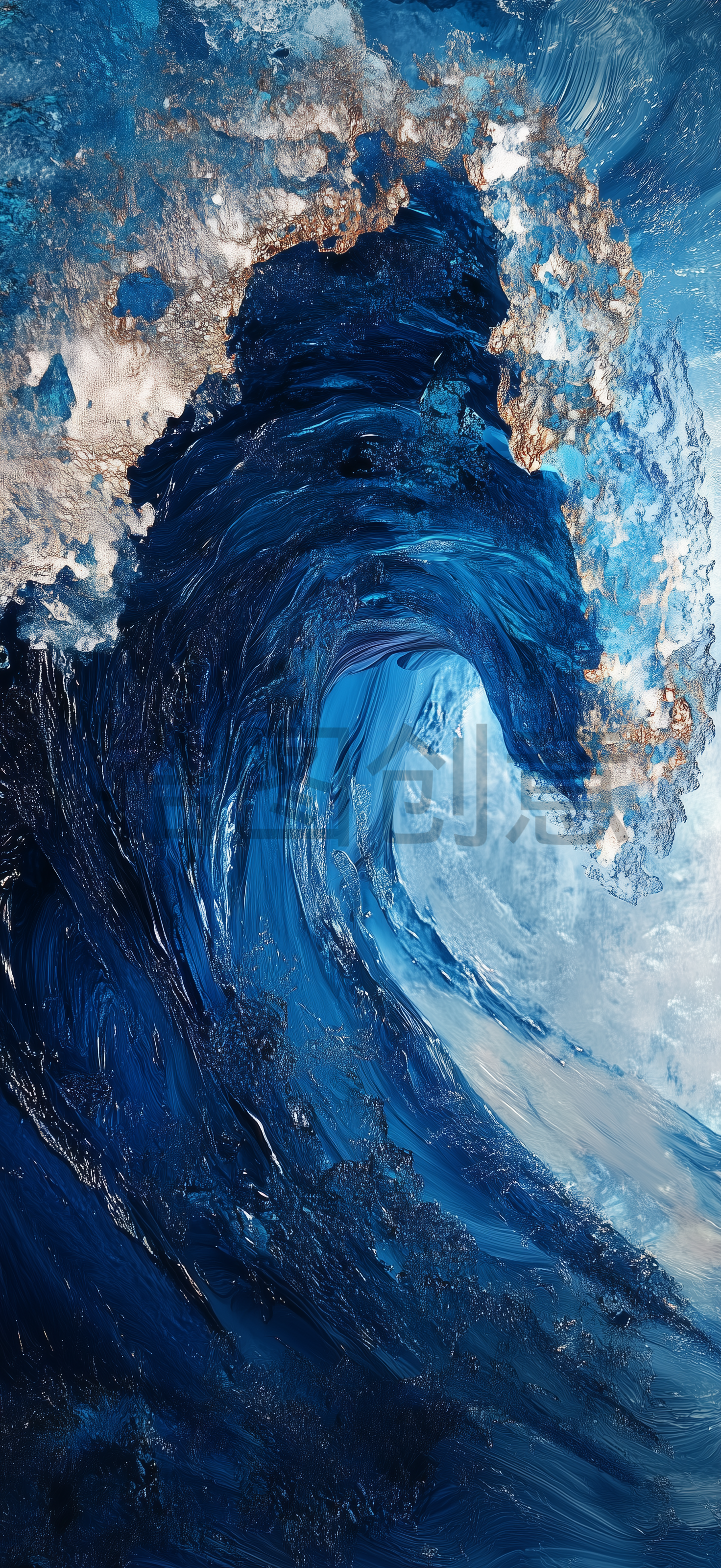 蓝色海浪状抽象肌理背景