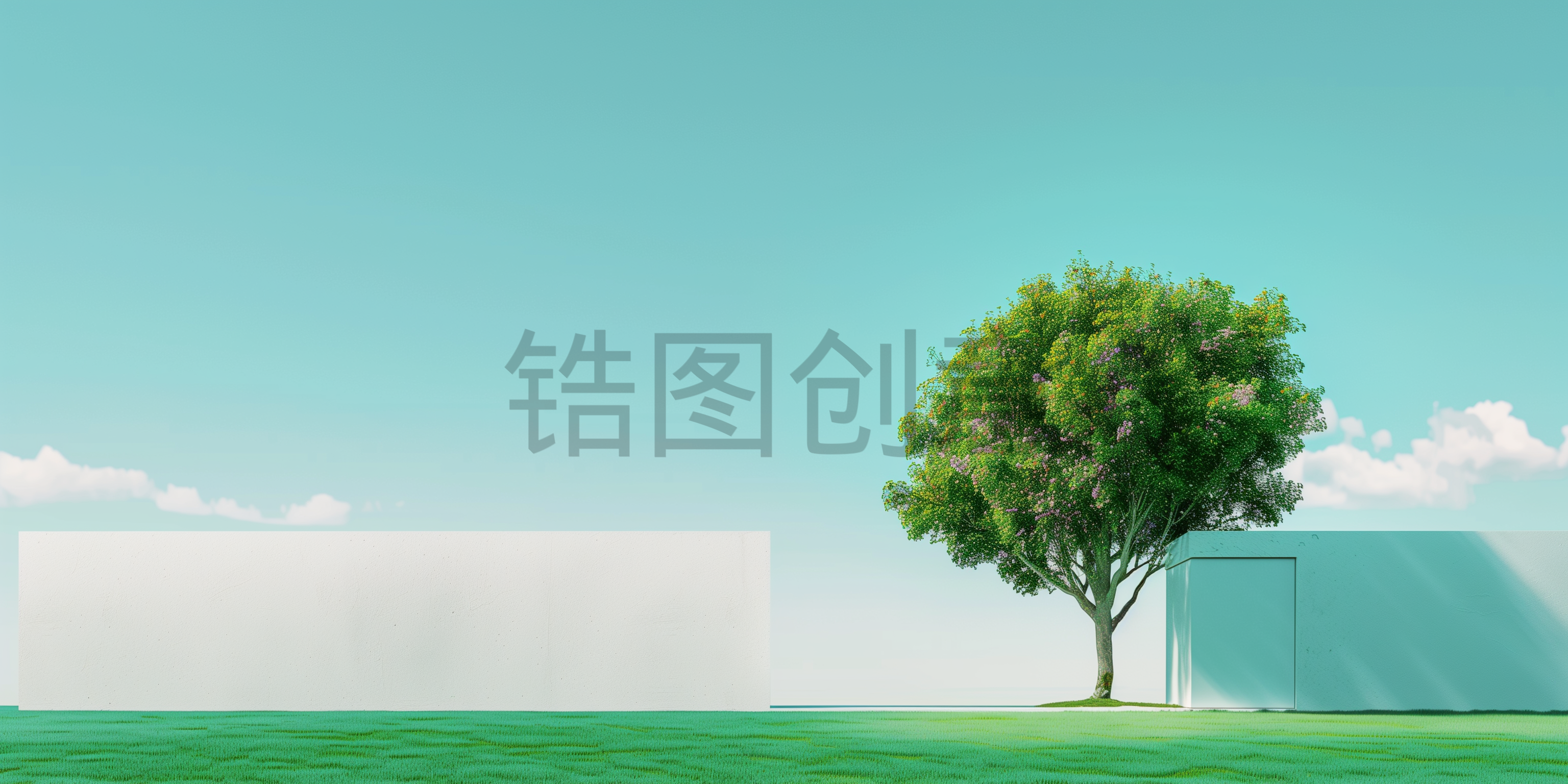 自然 空间 空旷 树 意境 建筑 画面