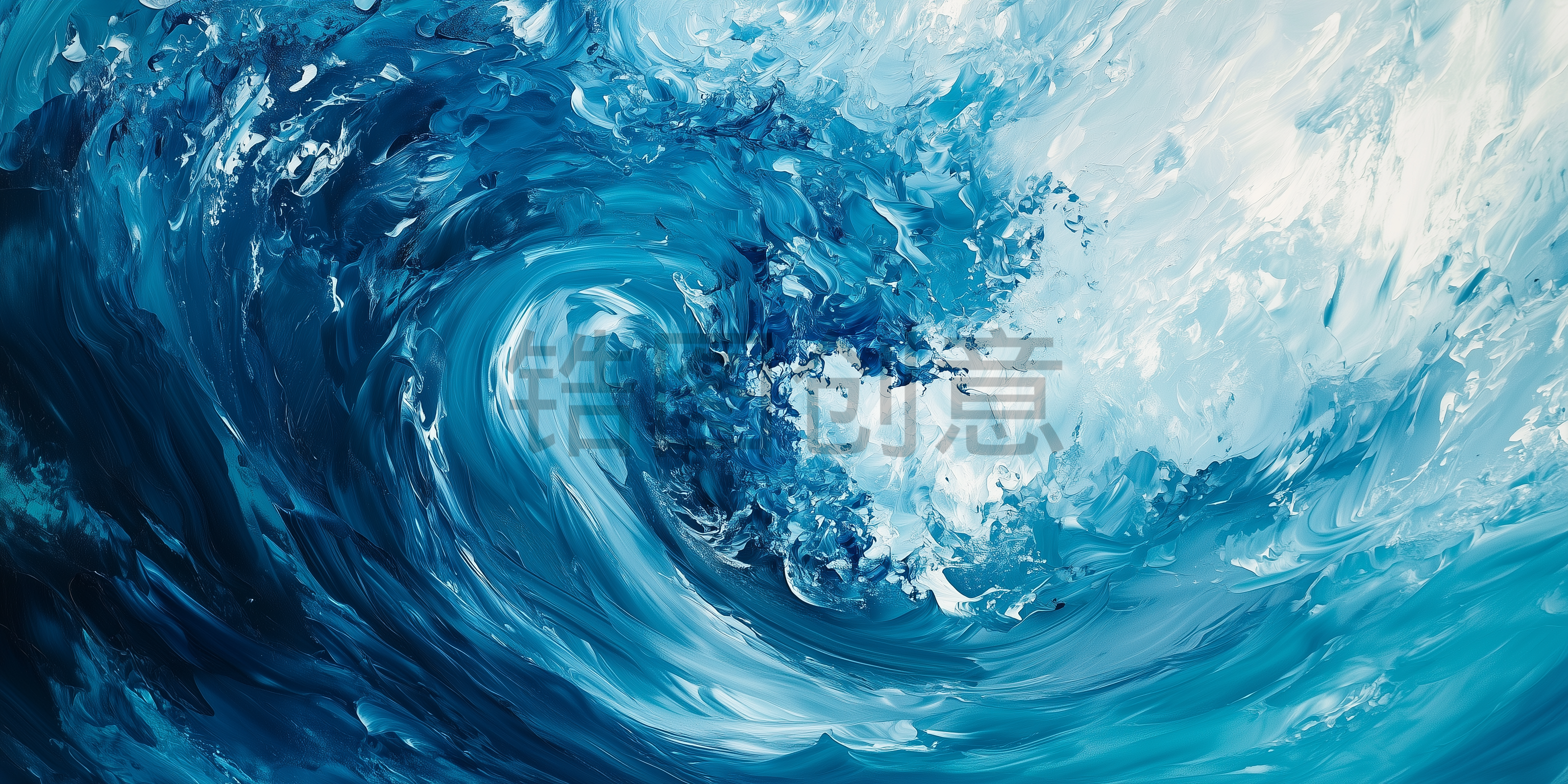 蓝色海浪油画肌理背景画面