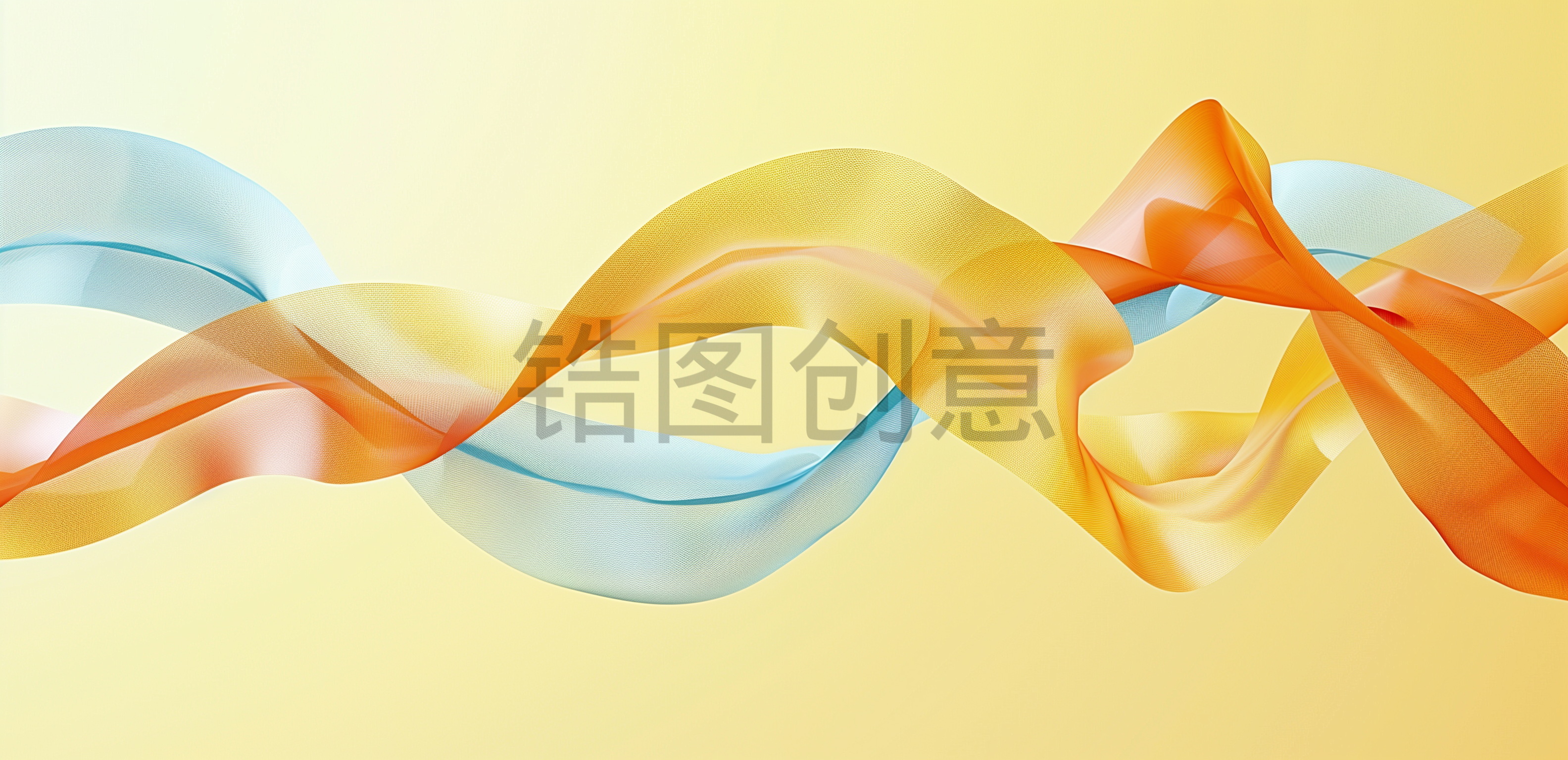 定设网-橙色蓝色丝带飘带3D渲染抽象质感背景