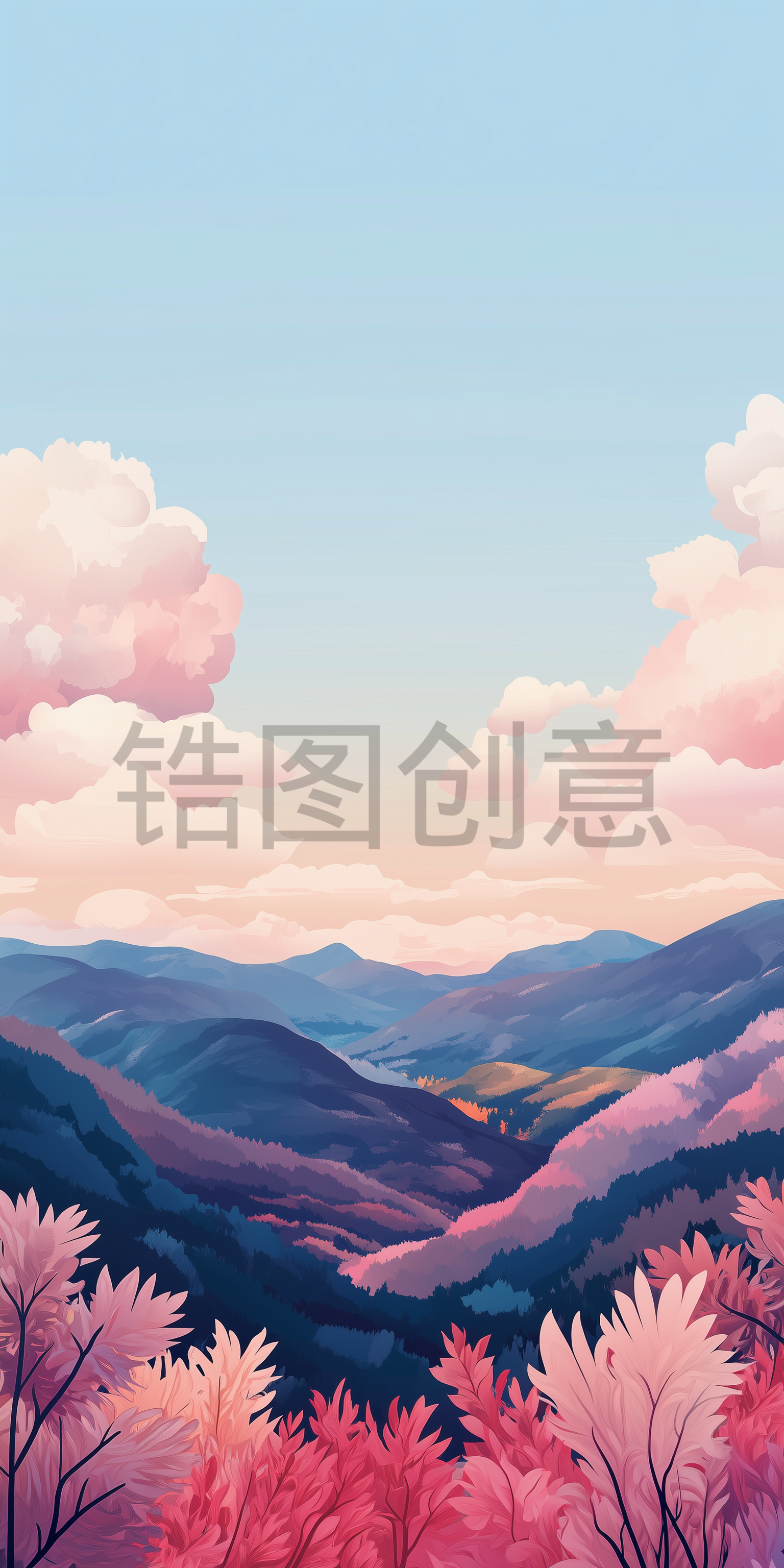 大自然红树叶森林风景背景