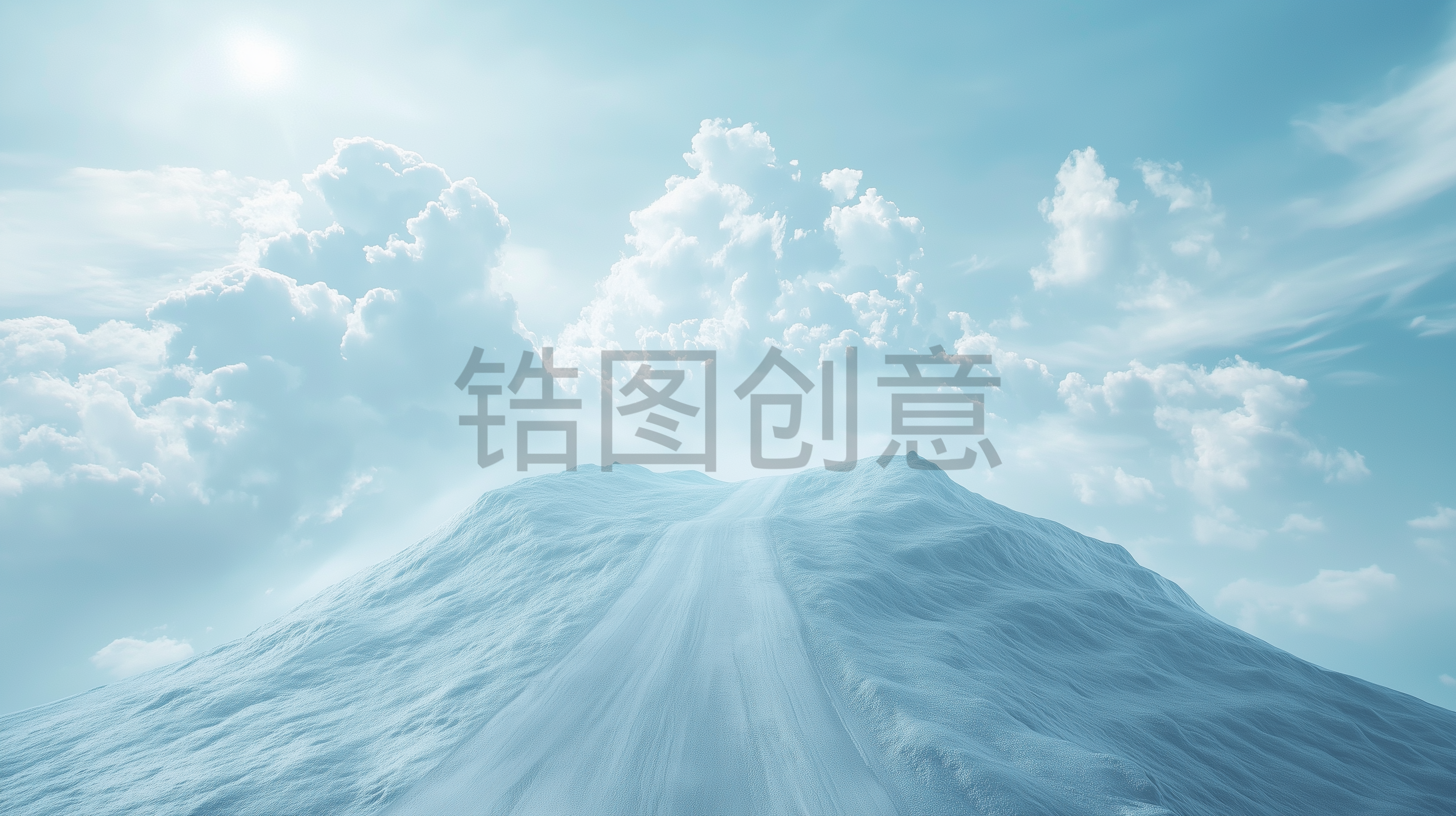 直耸云层雪山路意境汽车广告背景