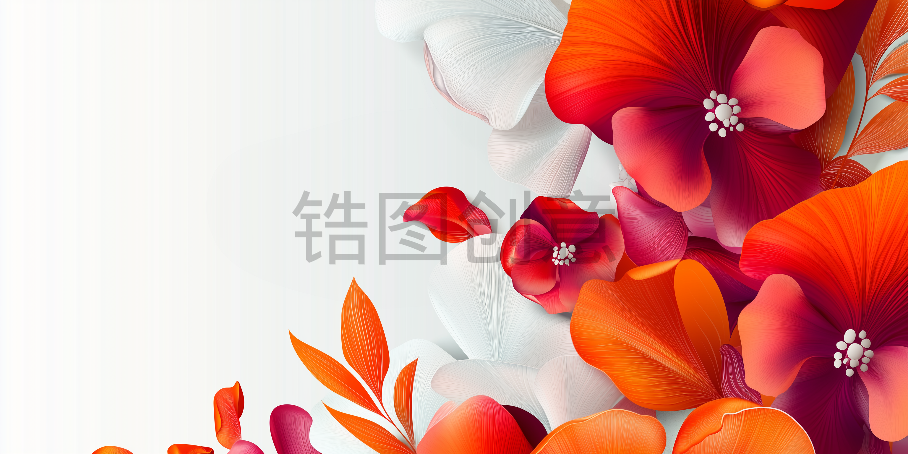 3d立体橙色渐变植物花卉背景