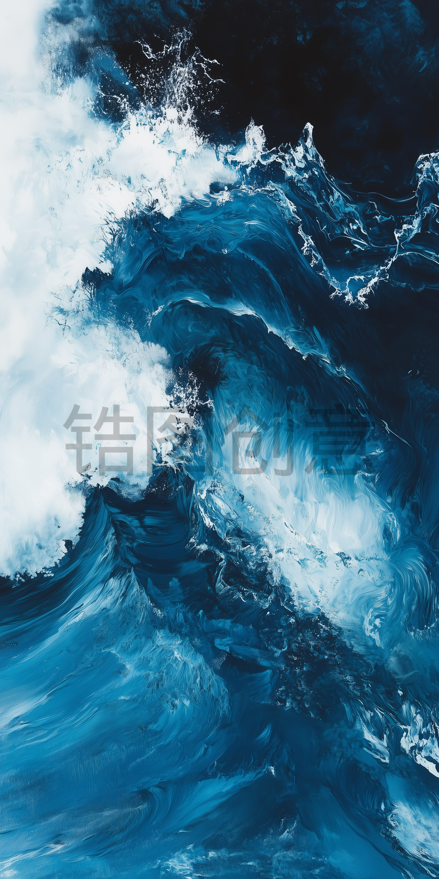 蓝色海浪油画肌理背景