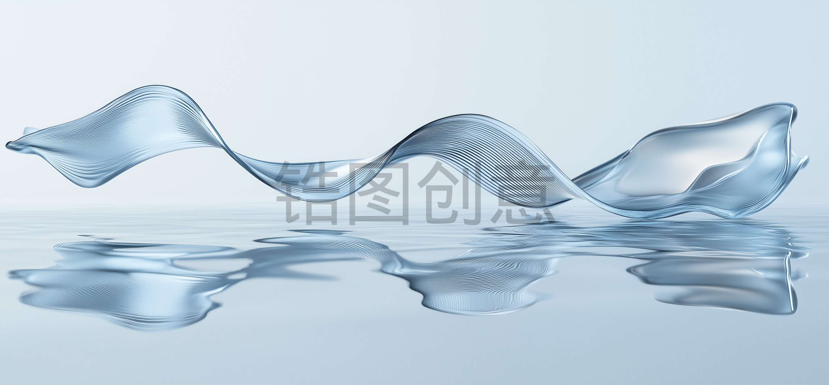 定设网-蓝色丝带飘带状3D渲染抽象质感背景