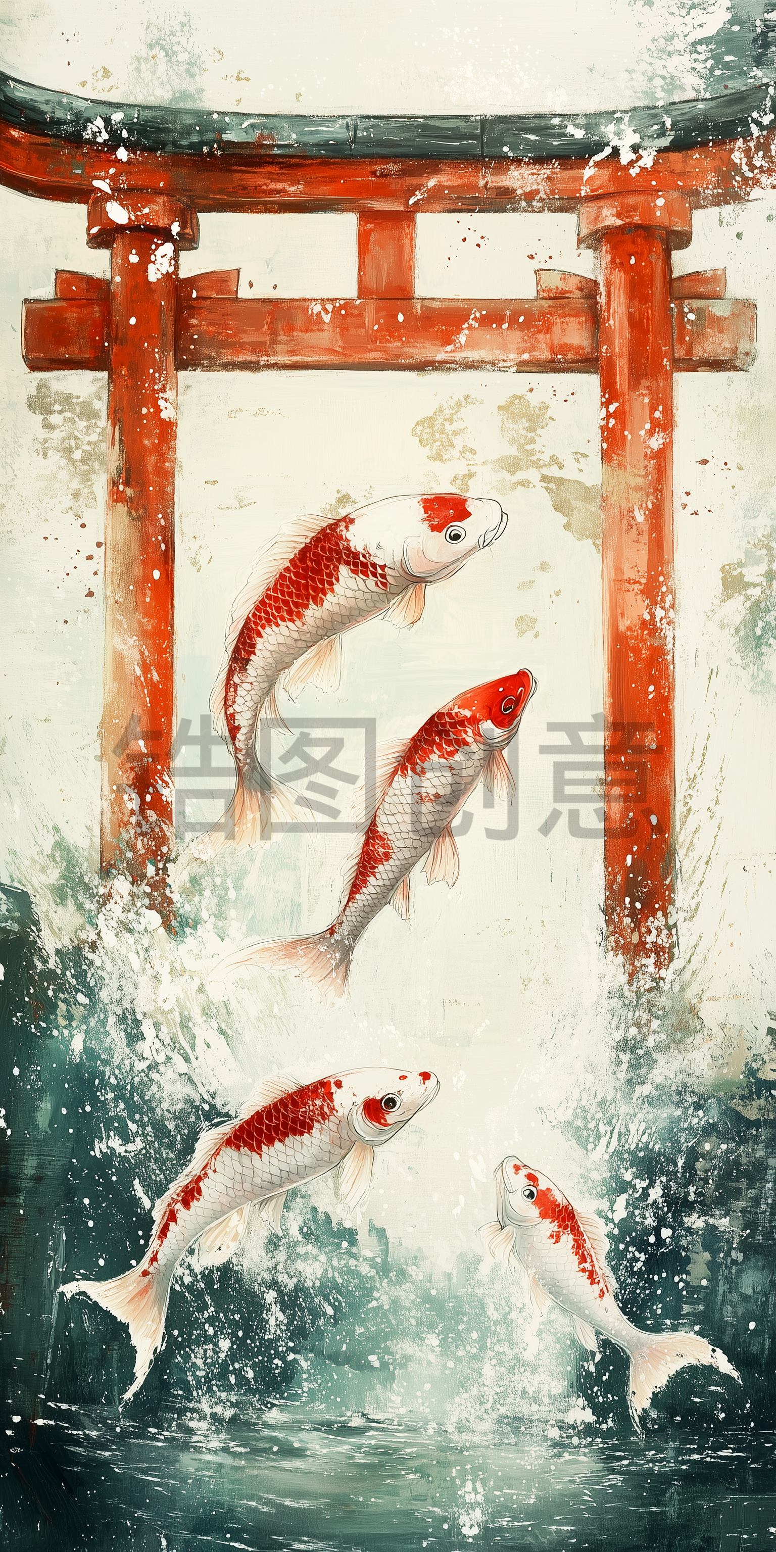 锦鲤鱼跃龙门高榜提名插画背景