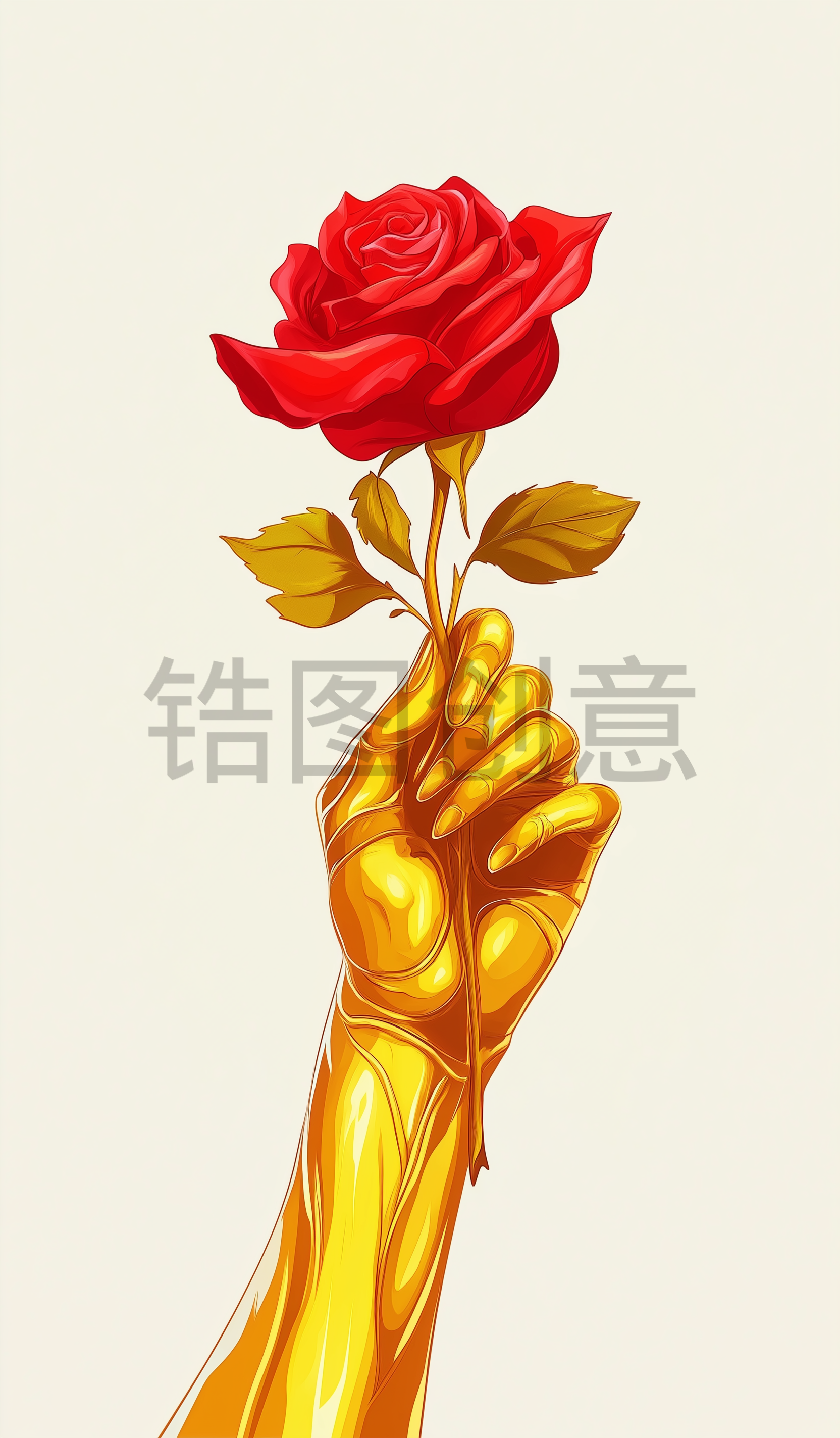 定设网-手拿玫瑰元素