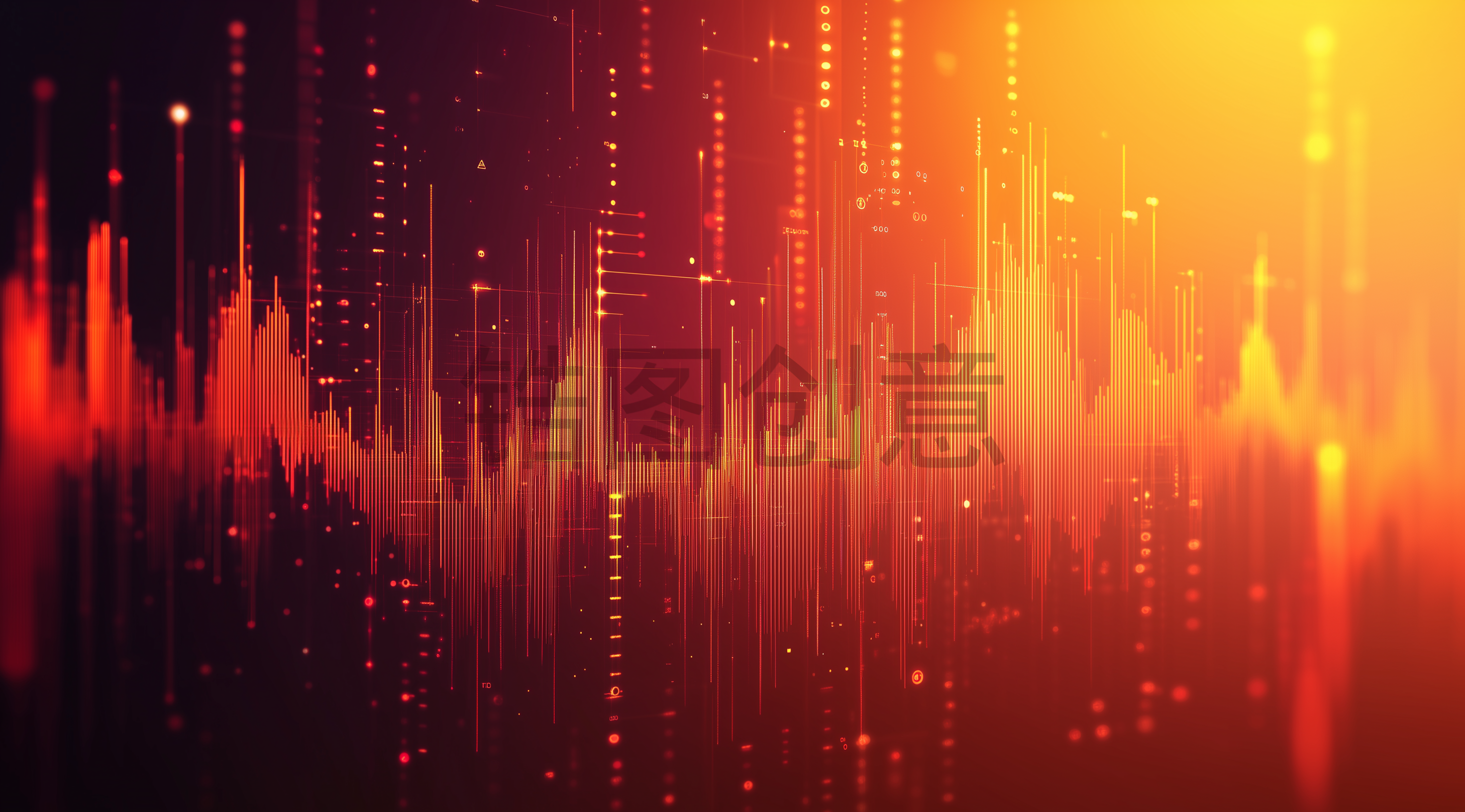 科技感波浪抽象橙色红色数字背景大数据网络技术背景