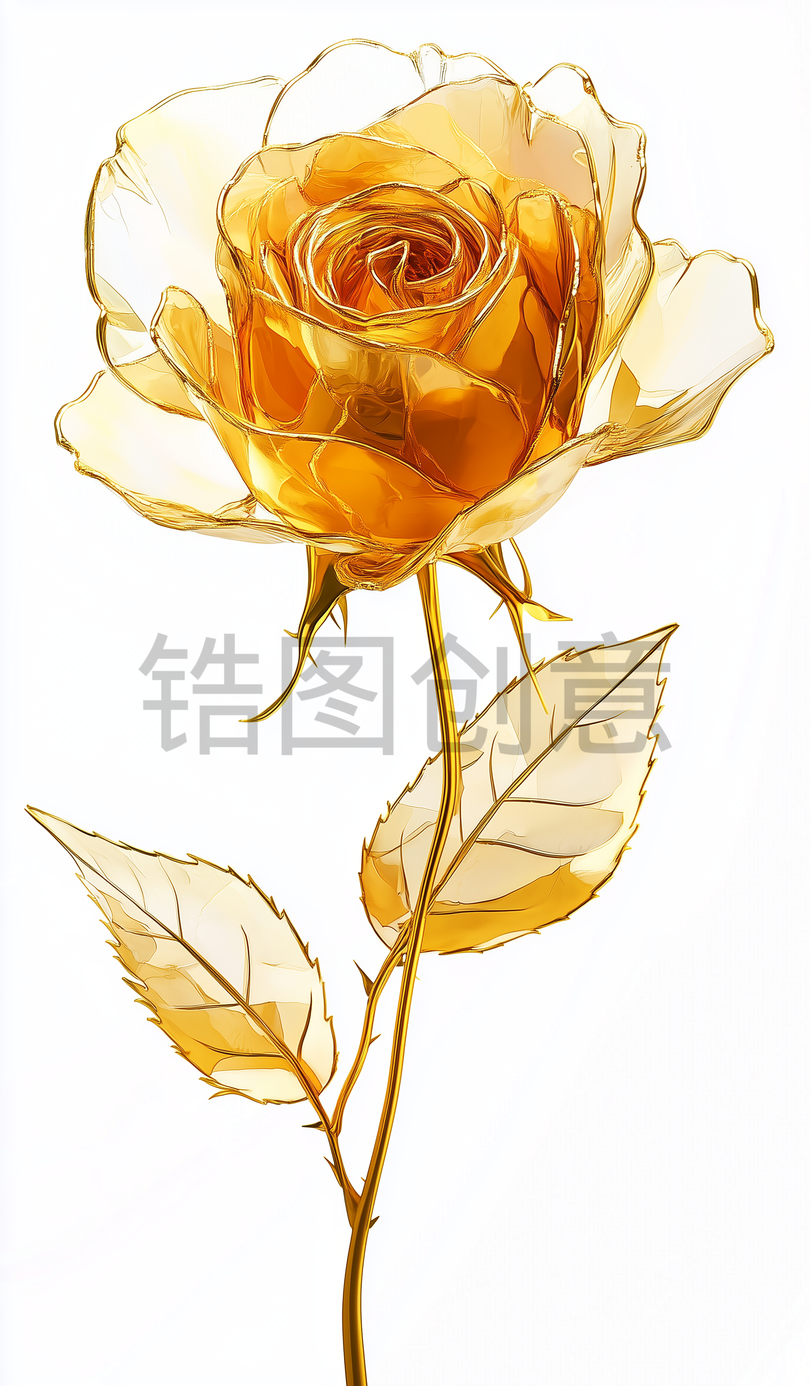 定设网-金色玫瑰花元素