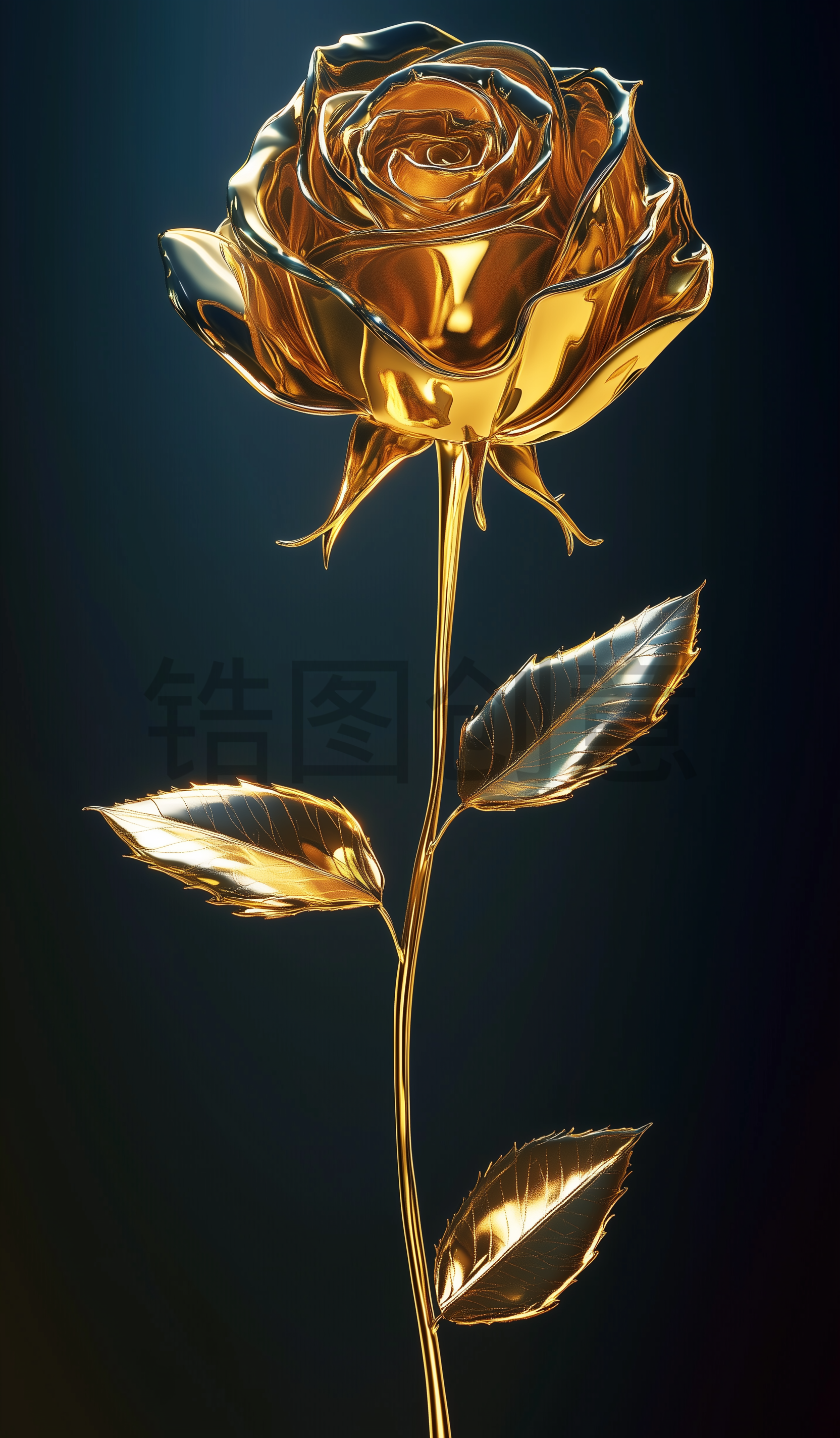 定设网-金色金属玫瑰花元素