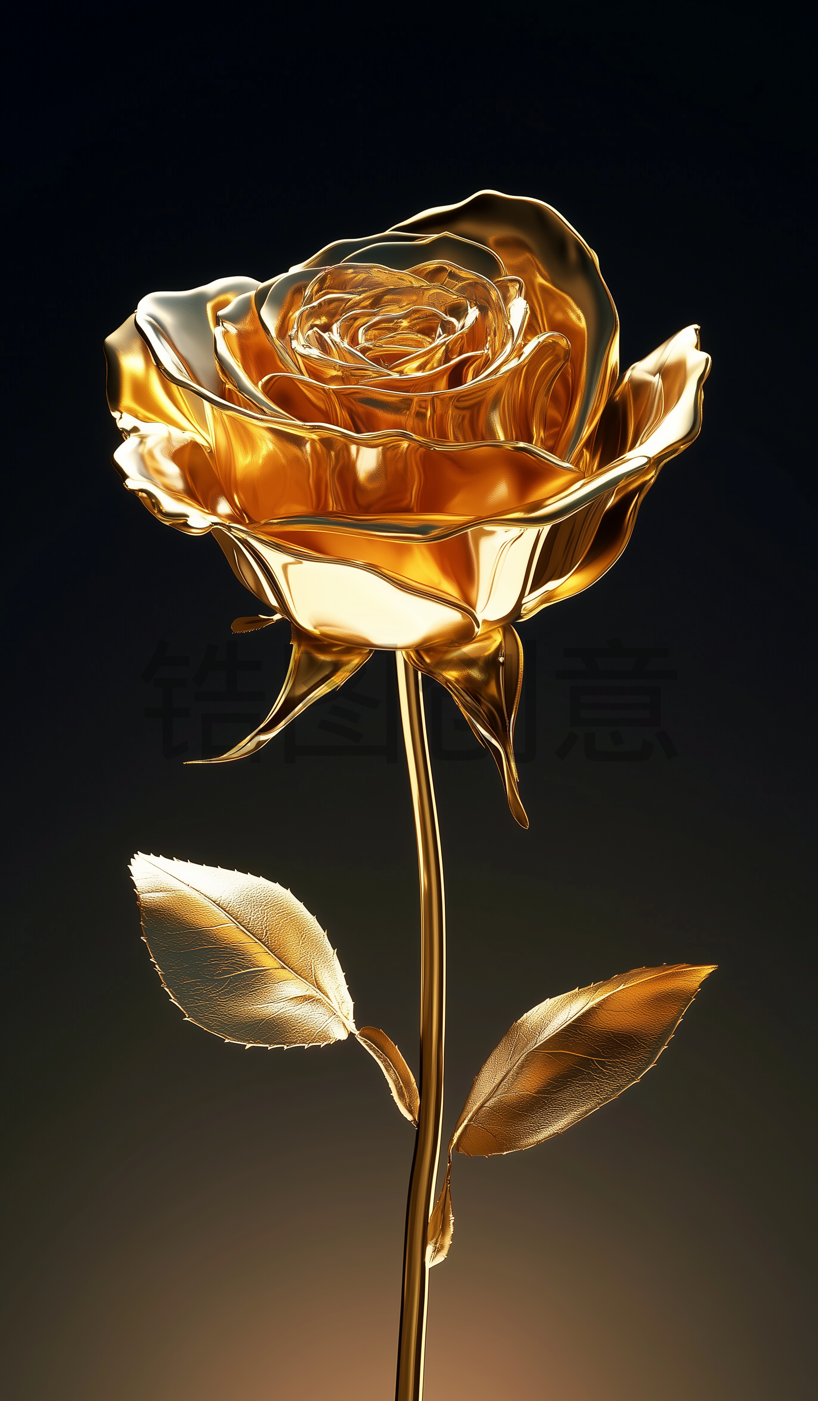 定设网-金色金属玫瑰花元素