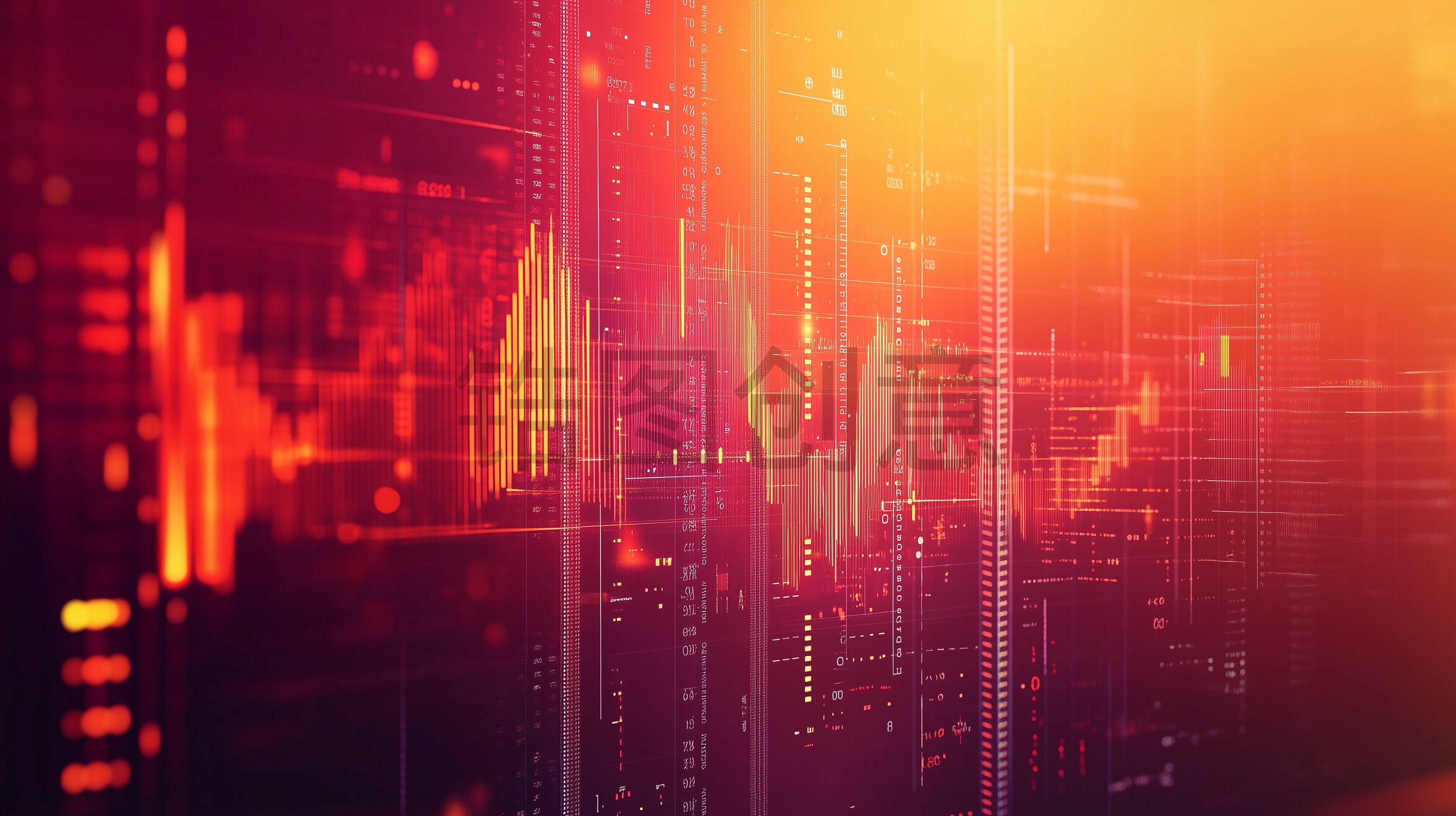 科技感波浪抽象橙色红色数字背景大数据网络技术背景
