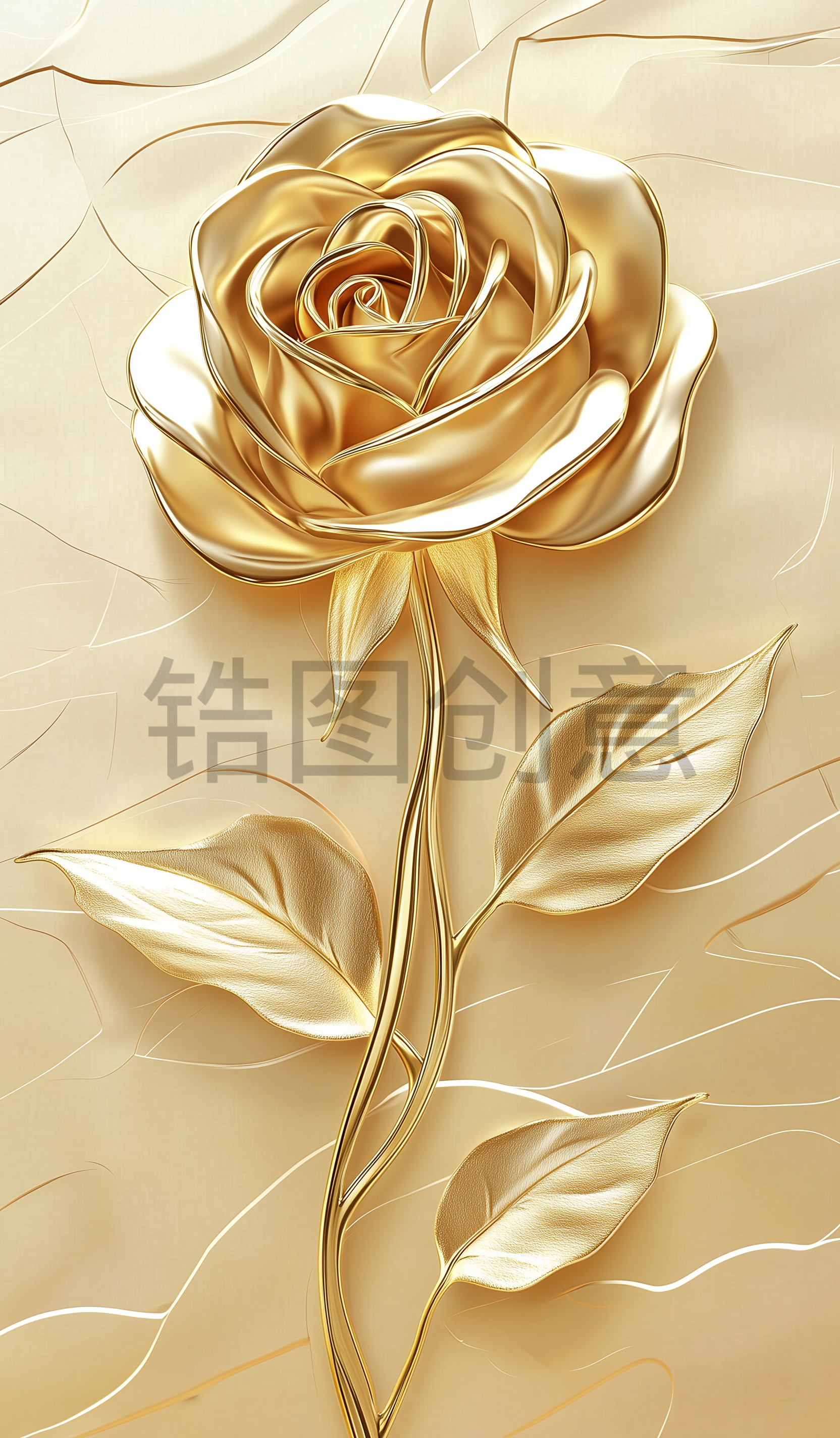 定设网-金色金属玫瑰花花背景