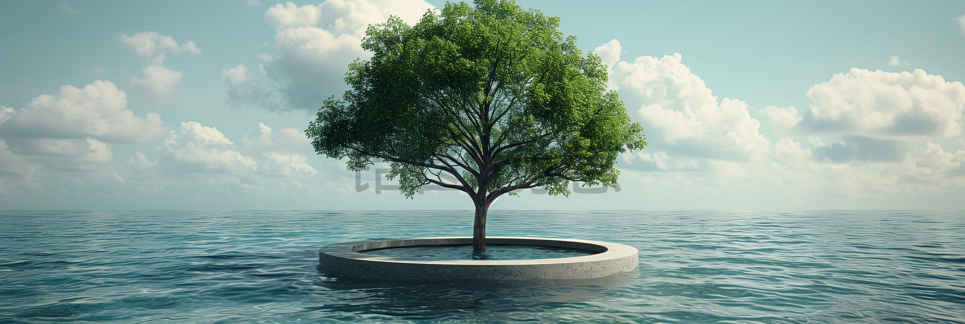 自然空间湖中树物体建筑意境概念背景