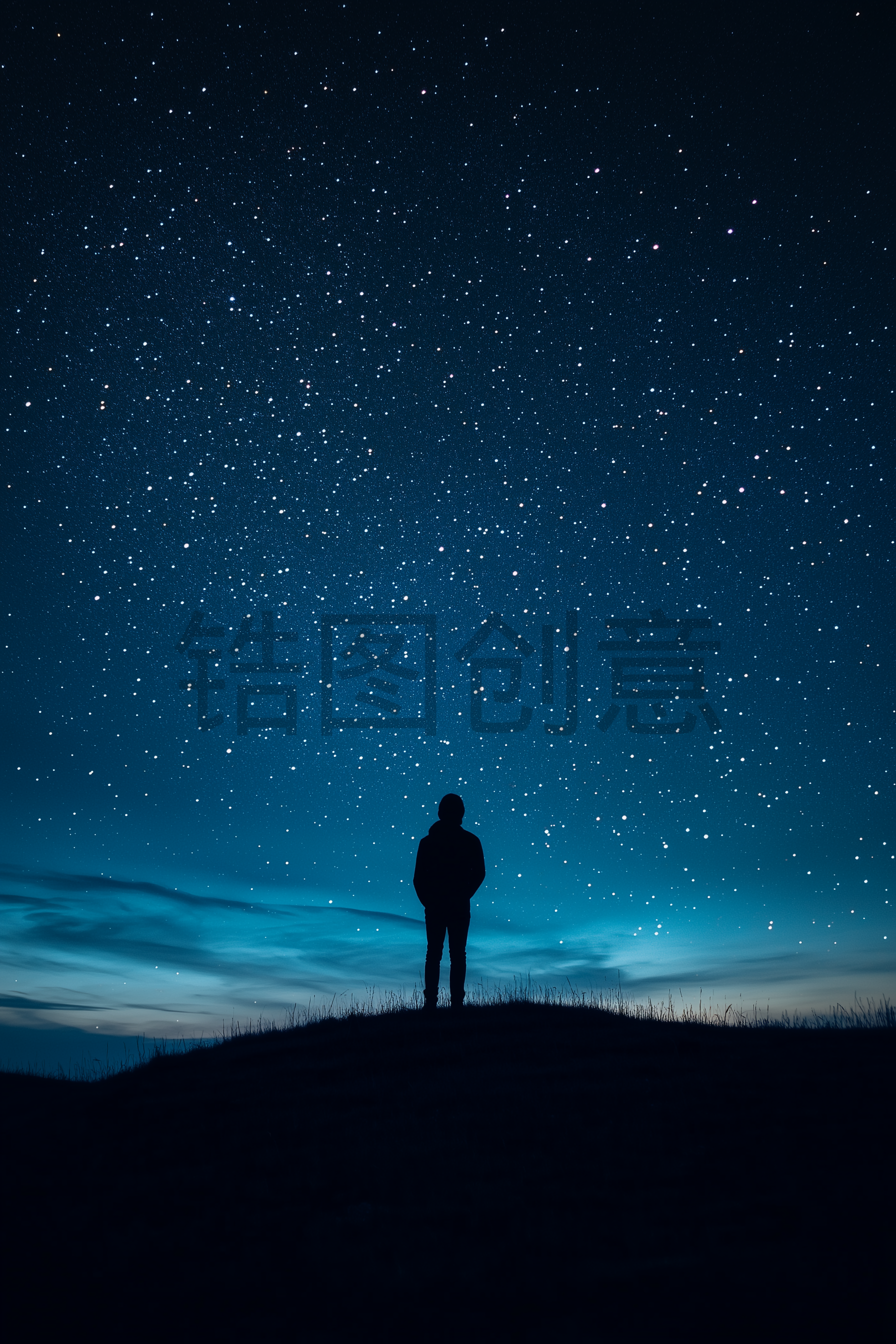 定设网-星空夜空下人物背影素材