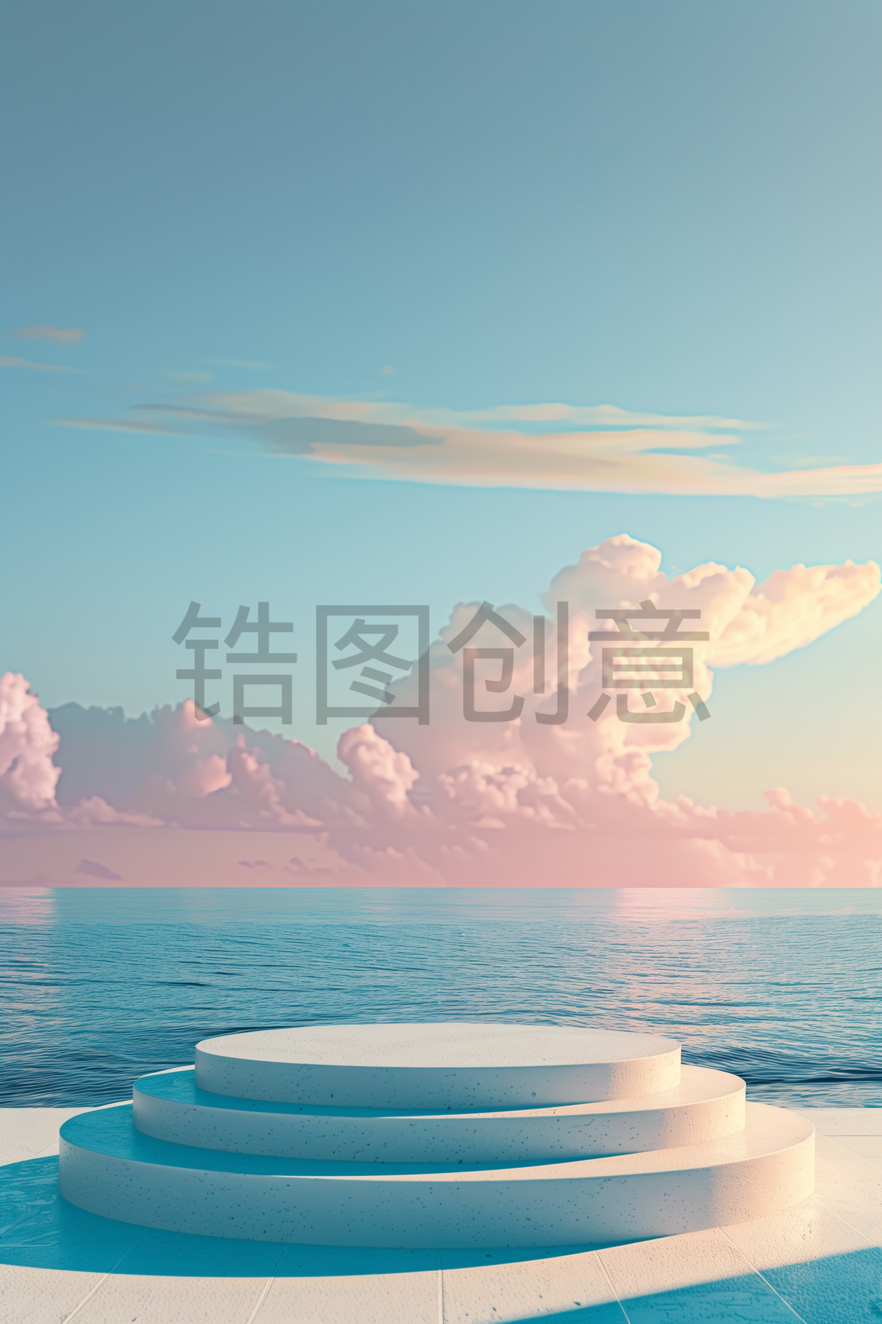 定设网-3D立体C4D水面圆形舞台场景背景图片素材