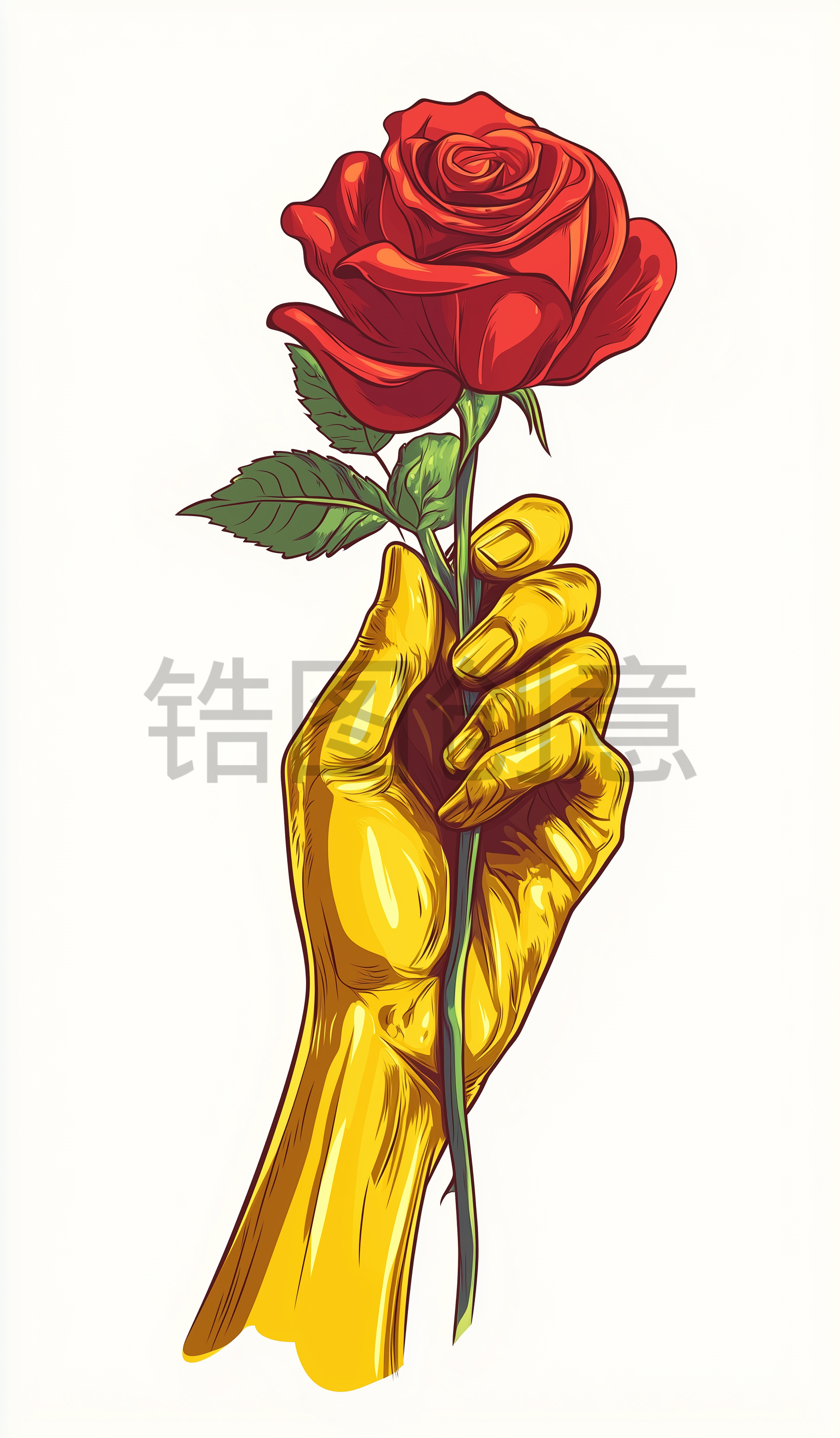 定设网-手拿玫瑰花元素