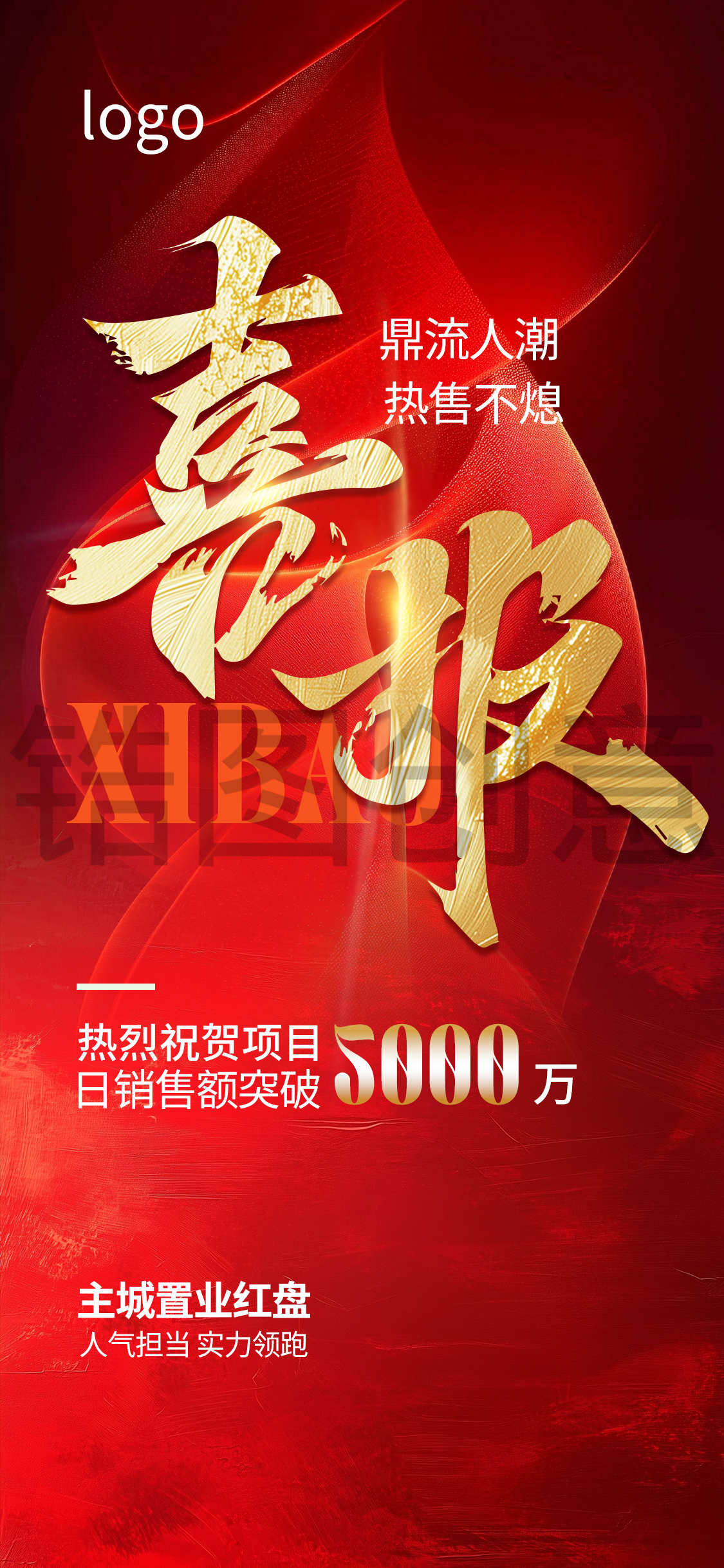 地产热烈热销庆祝祝贺红色喜报战报海报