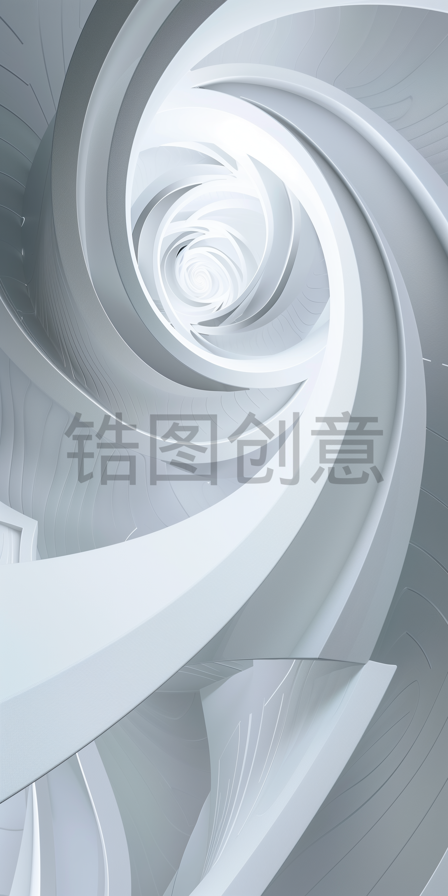 定设网-白色螺旋曲线抽象构图三维背景