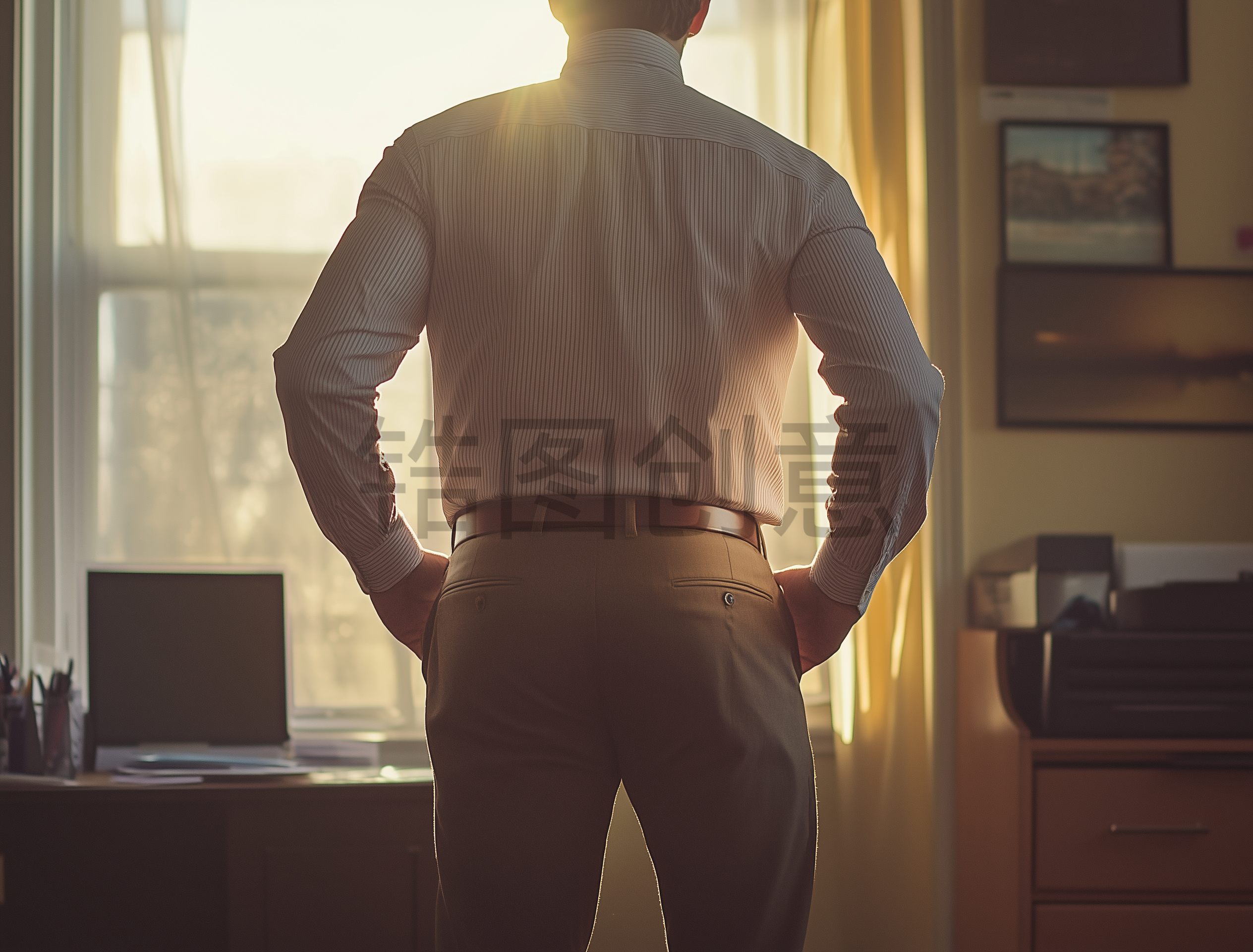 定设网-商务商人人士向外看背影背景