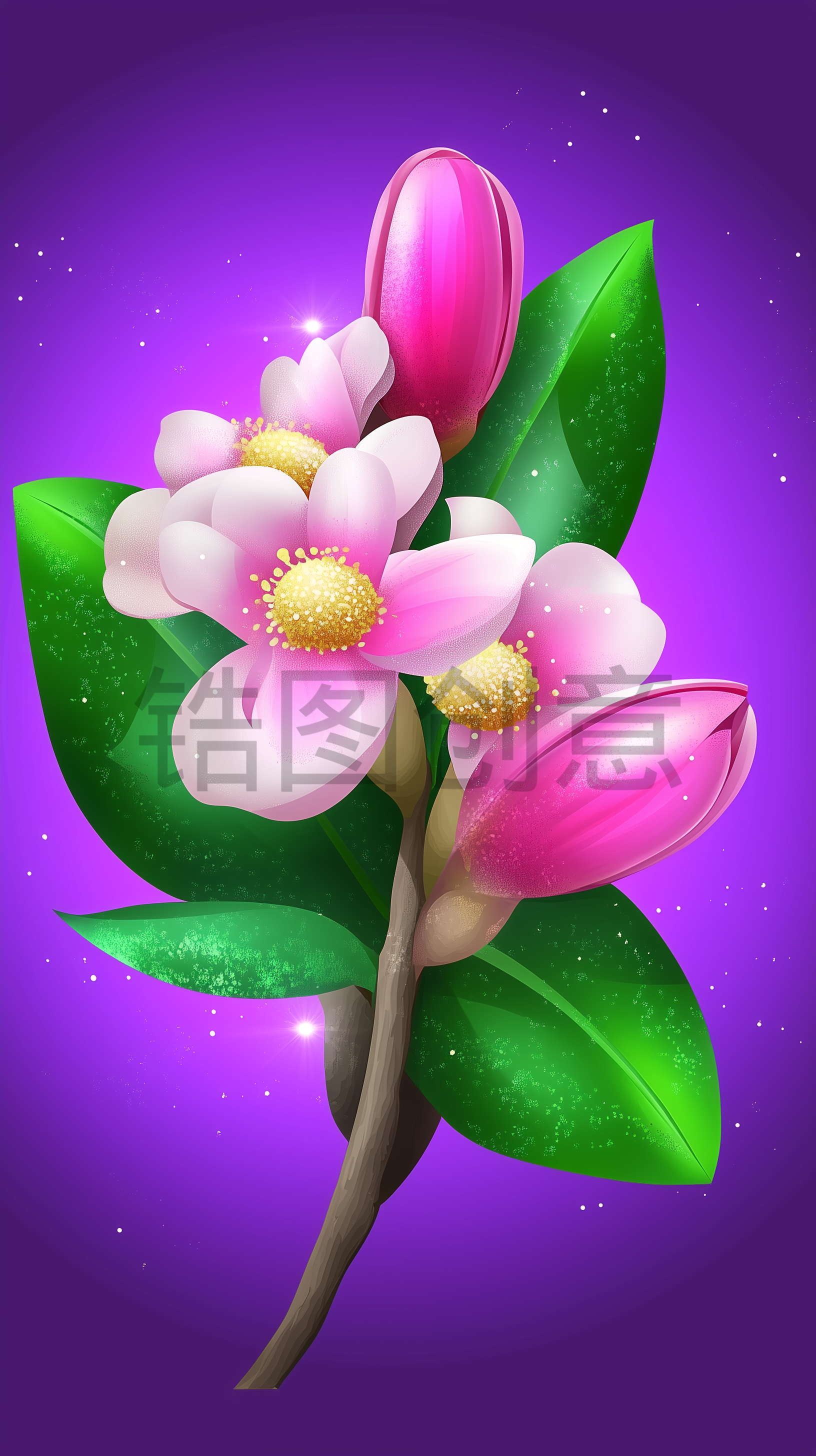 定设网-紫色植物花元素