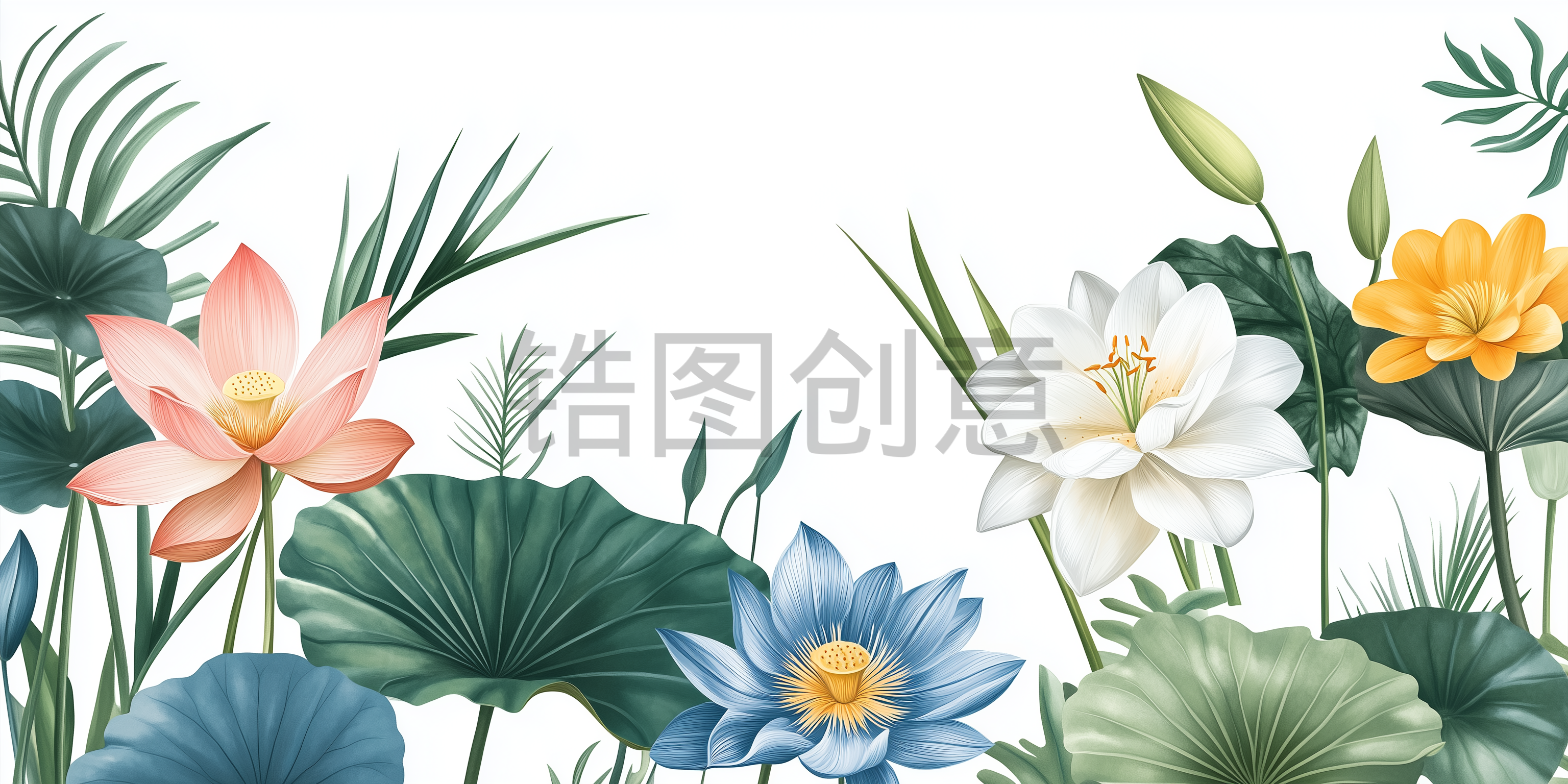 定设网-艺术叶子植物荷叶叶子花朵元素