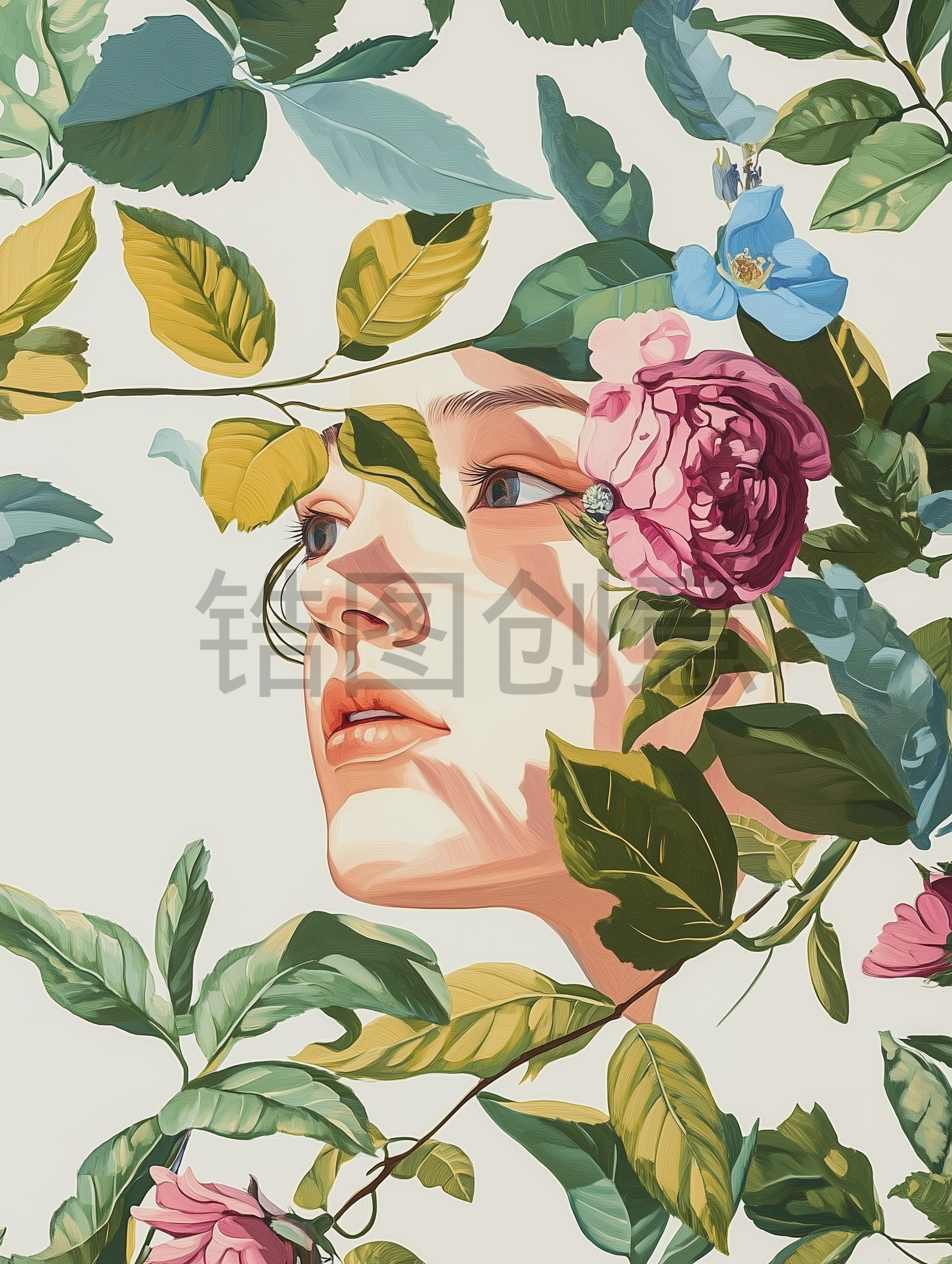 定设网-植物花与女人艺术素材