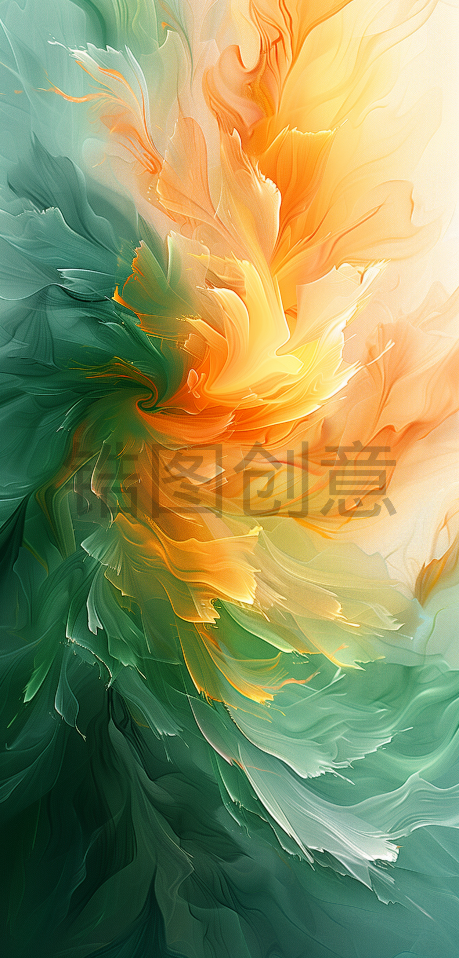 定设网-绿色橙色相间抽象背景