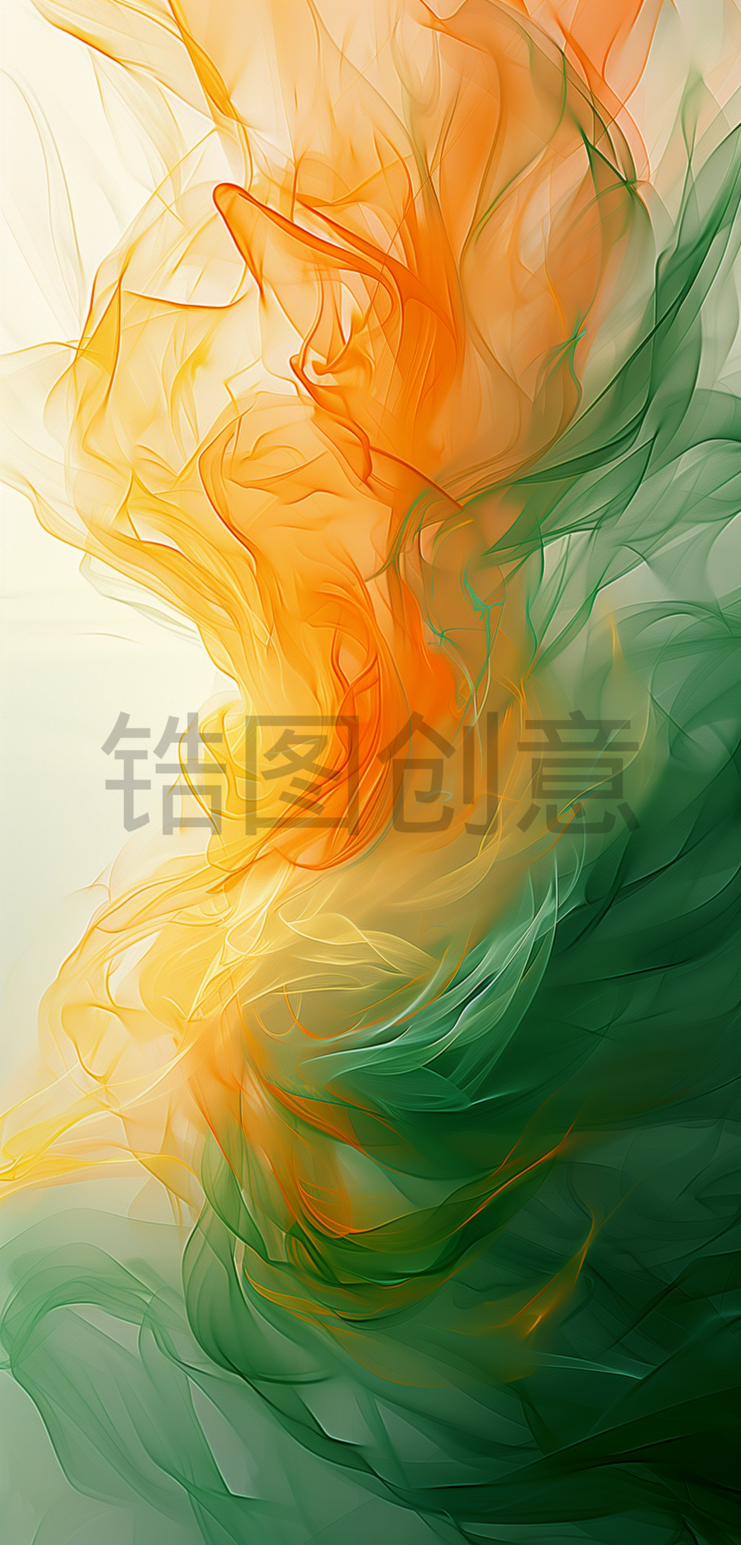 定设网-绿色橙色相间抽象背景