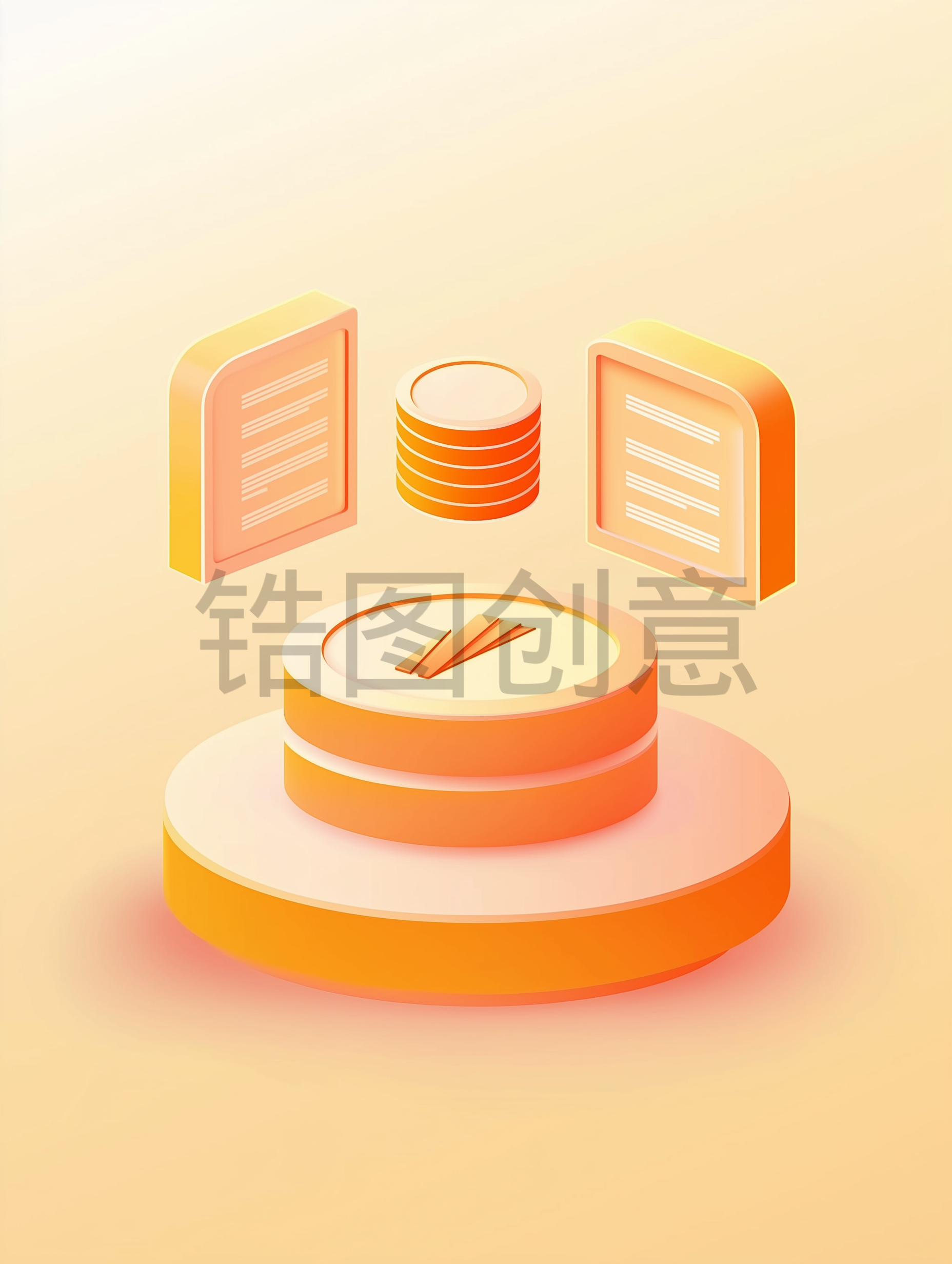 定设网-科技风3D立体数据分析图图标元素素材