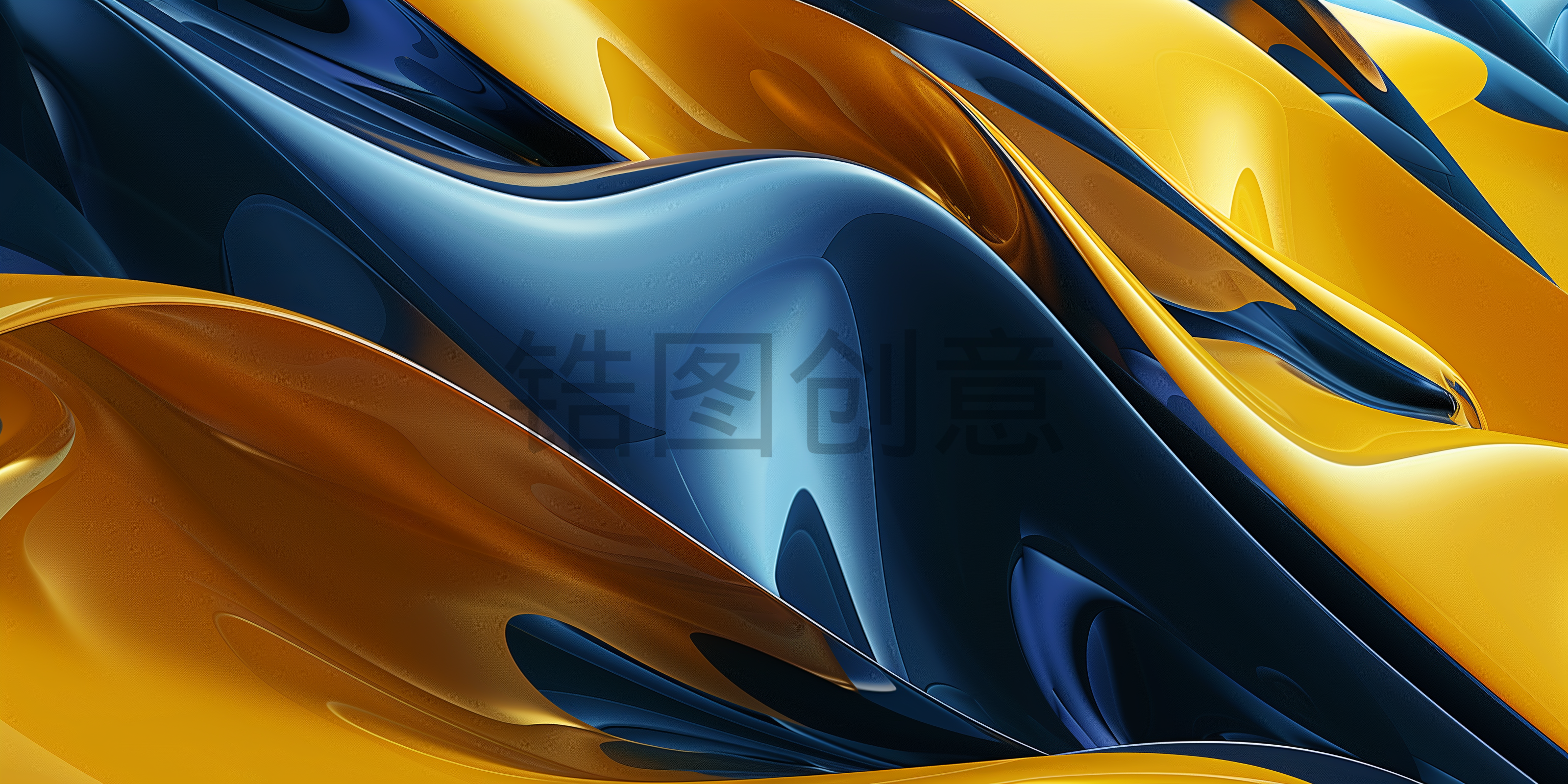 定设网-蓝色橙色相间曲线抽象背景