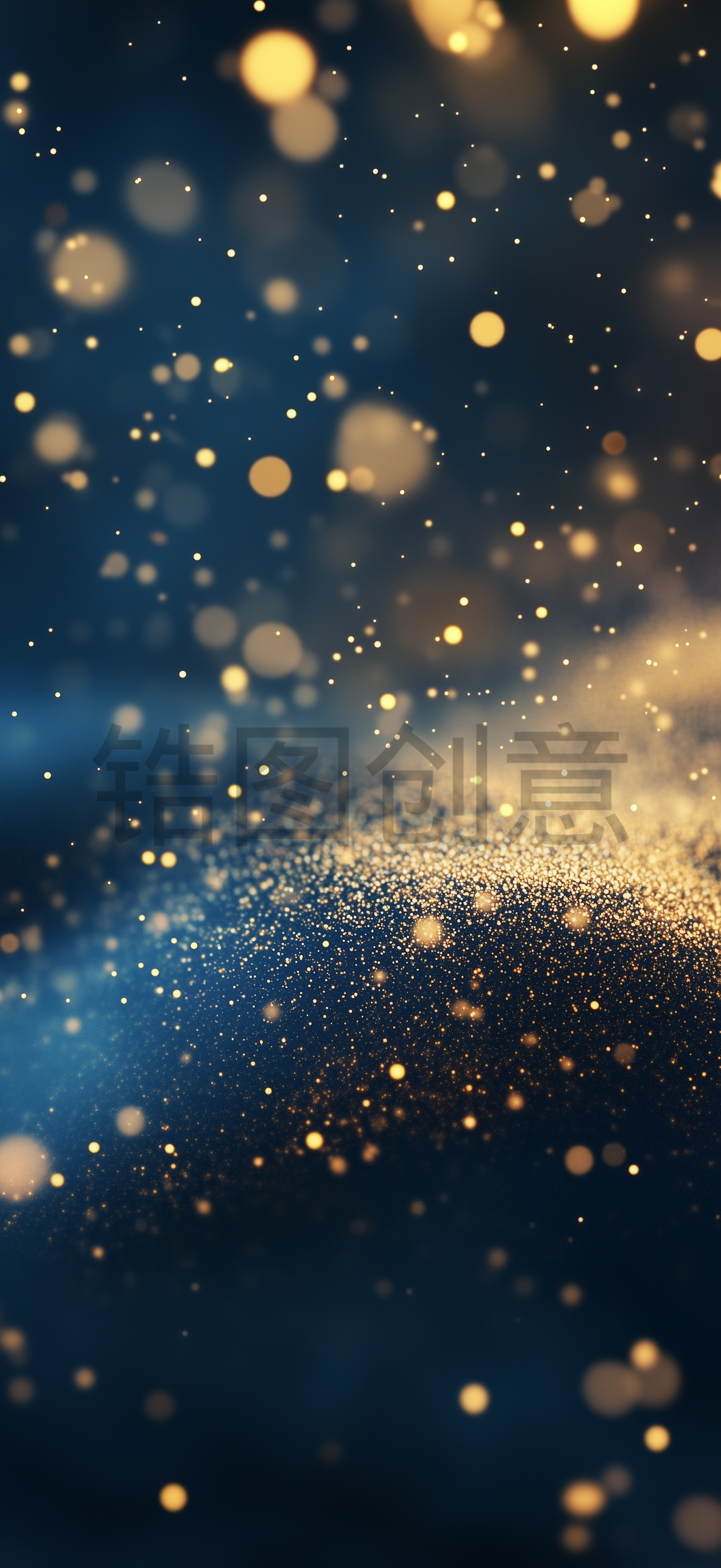 定设网-蓝色渐变金色粒子光斑曲线抽象肌理背景