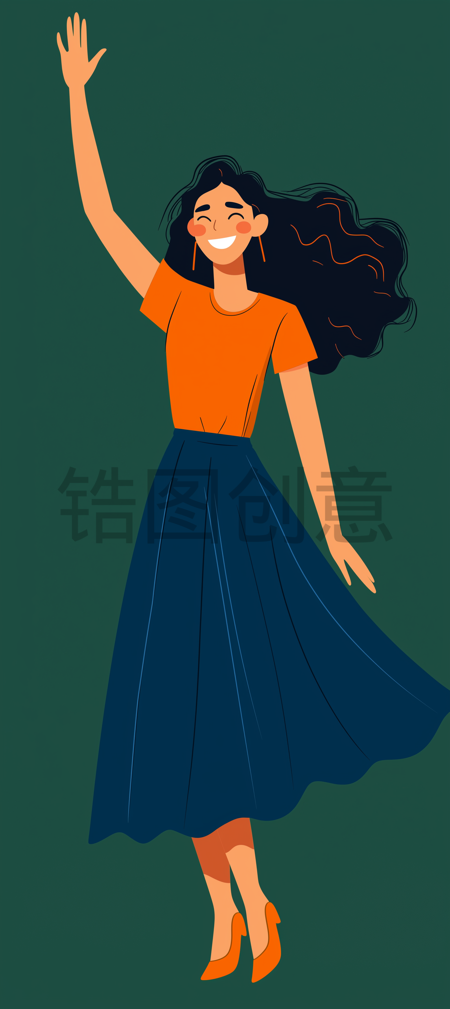 定设网-扁平卡通插画女性人物素材