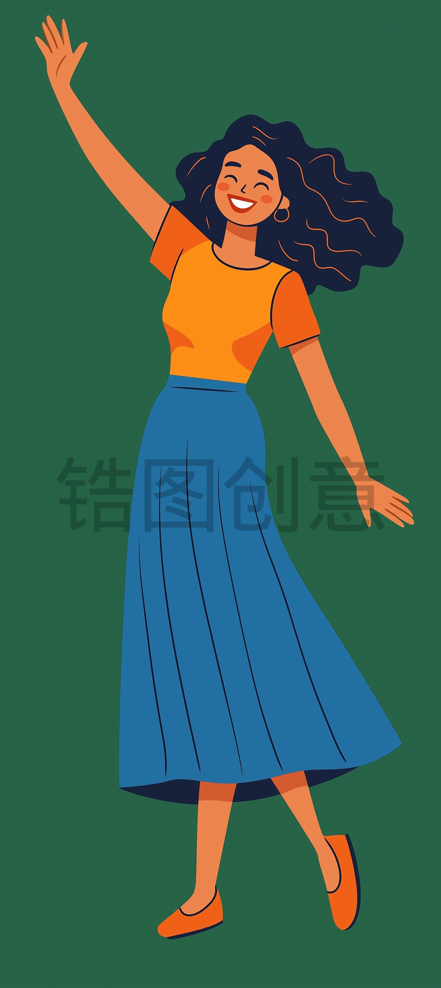 定设网-扁平卡通插画女性人物素材
