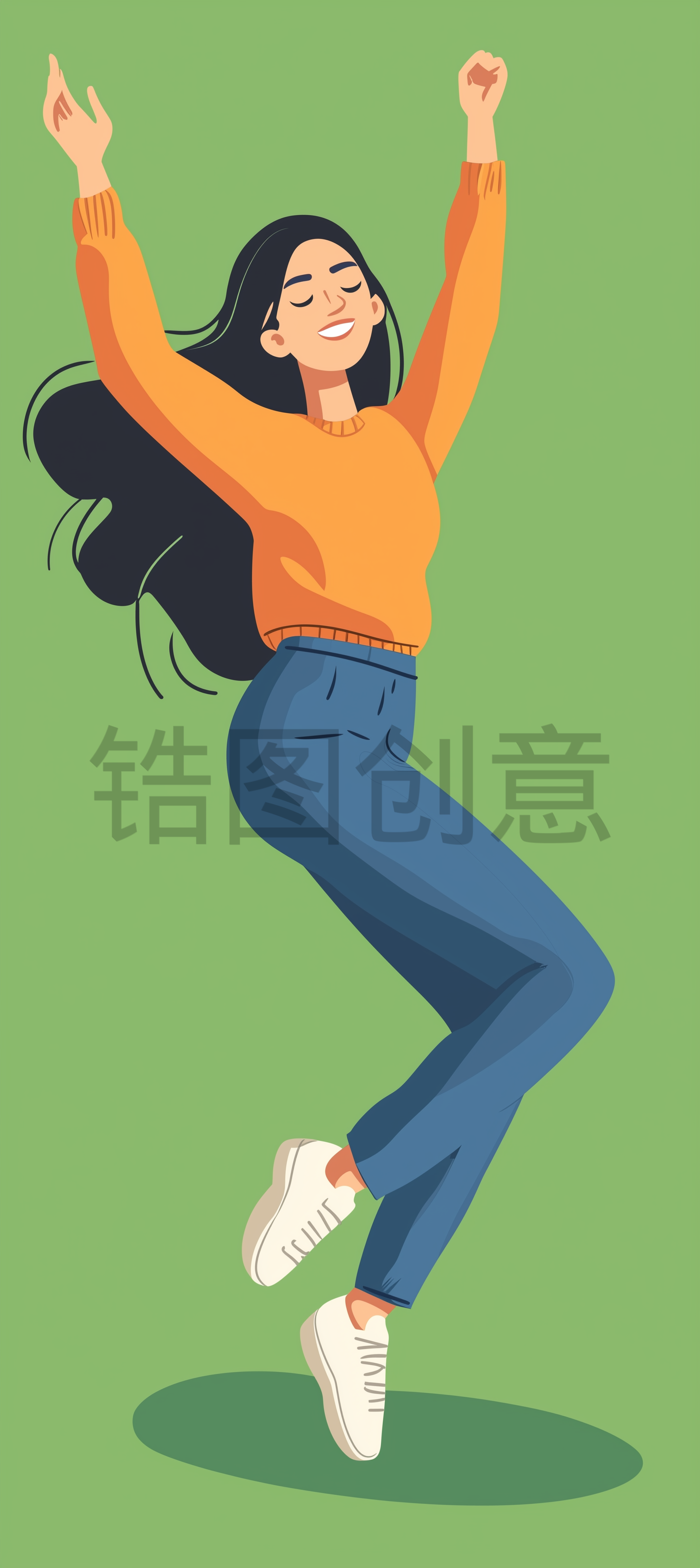 定设网-扁平卡通插画女性人物素材