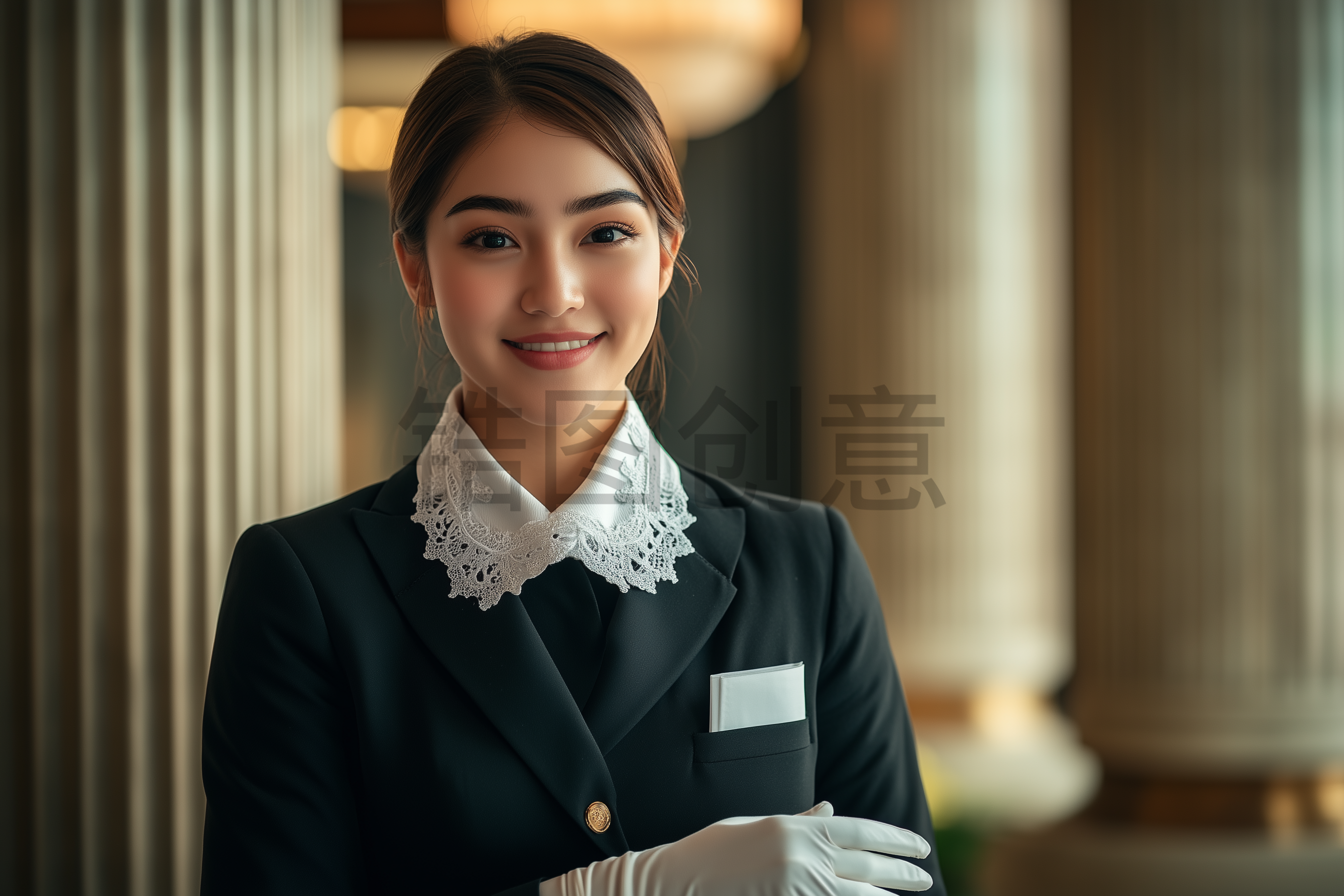 定设网-人物系列写实女性酒店大堂接待服务人员