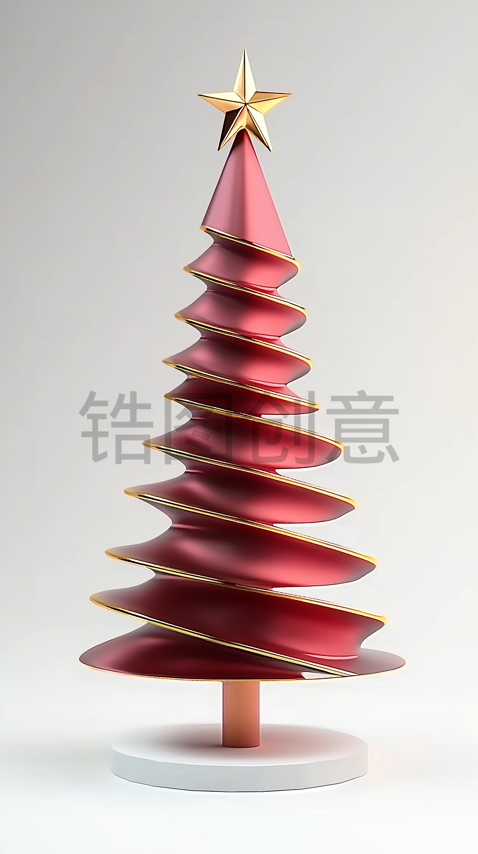 定设网-圣诞节红色金色圣诞树3d立体元素