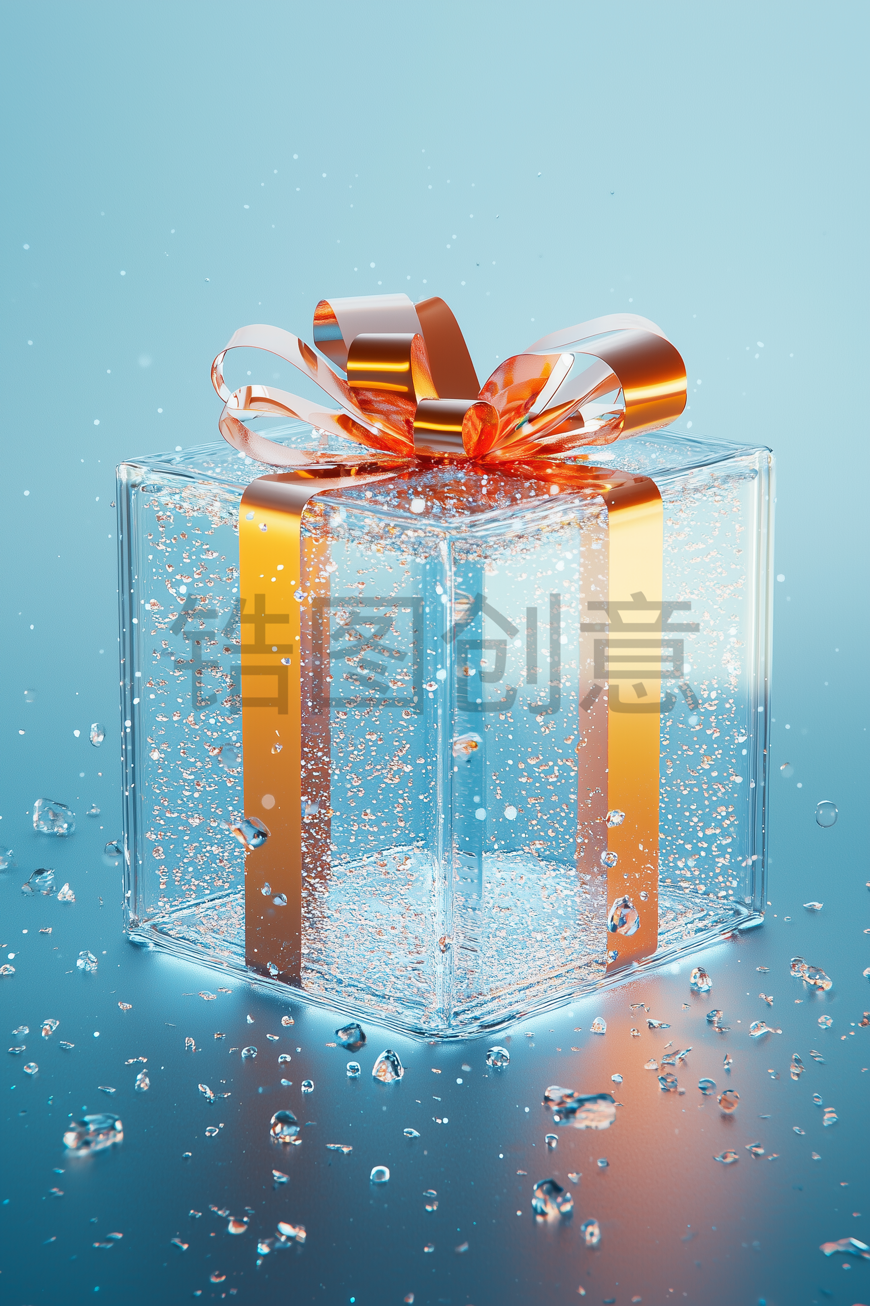 定设网-电商促销系列3D立体彩带惊喜透明礼盒