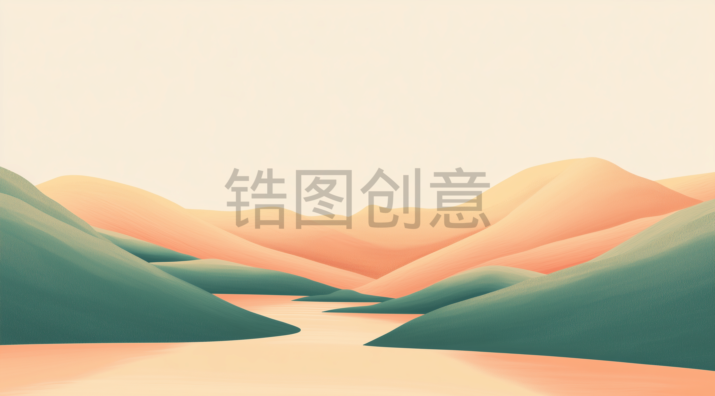 定设网-抽象山水河流风景插图素材