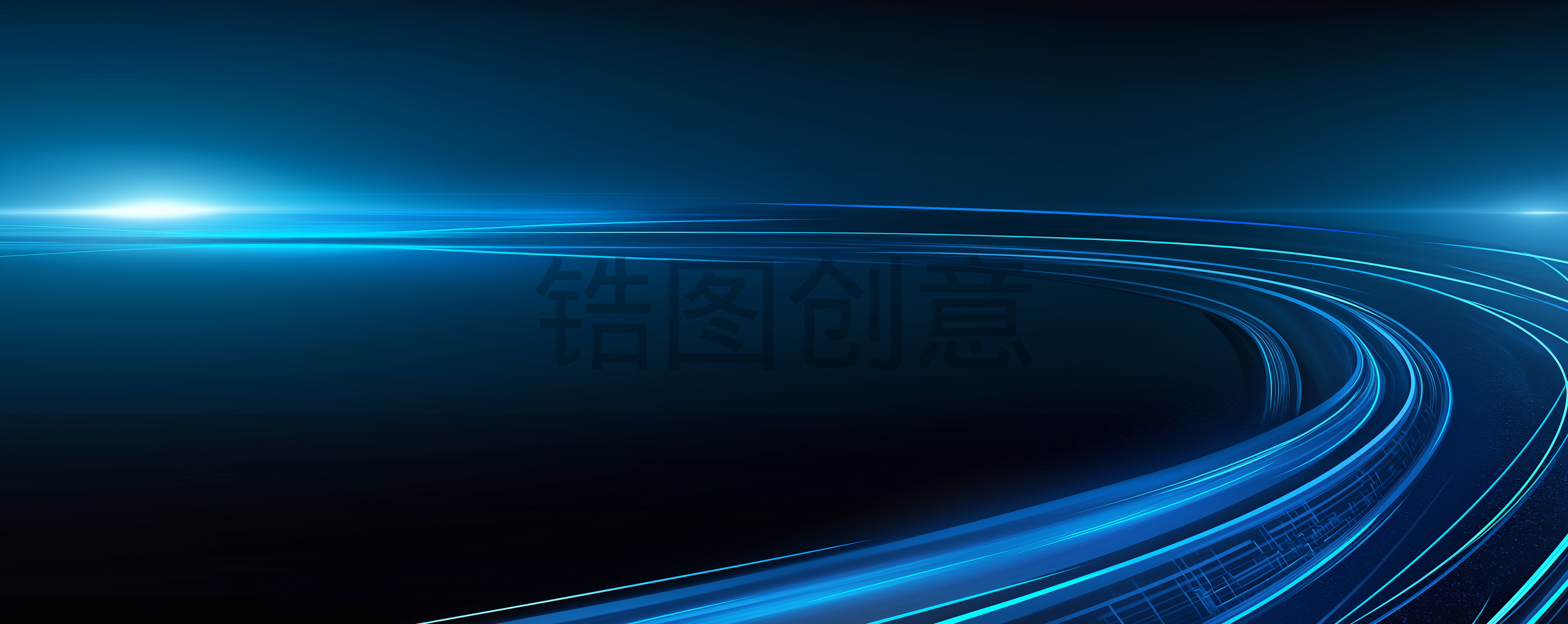 定设网-蓝色光线曲线科技背景