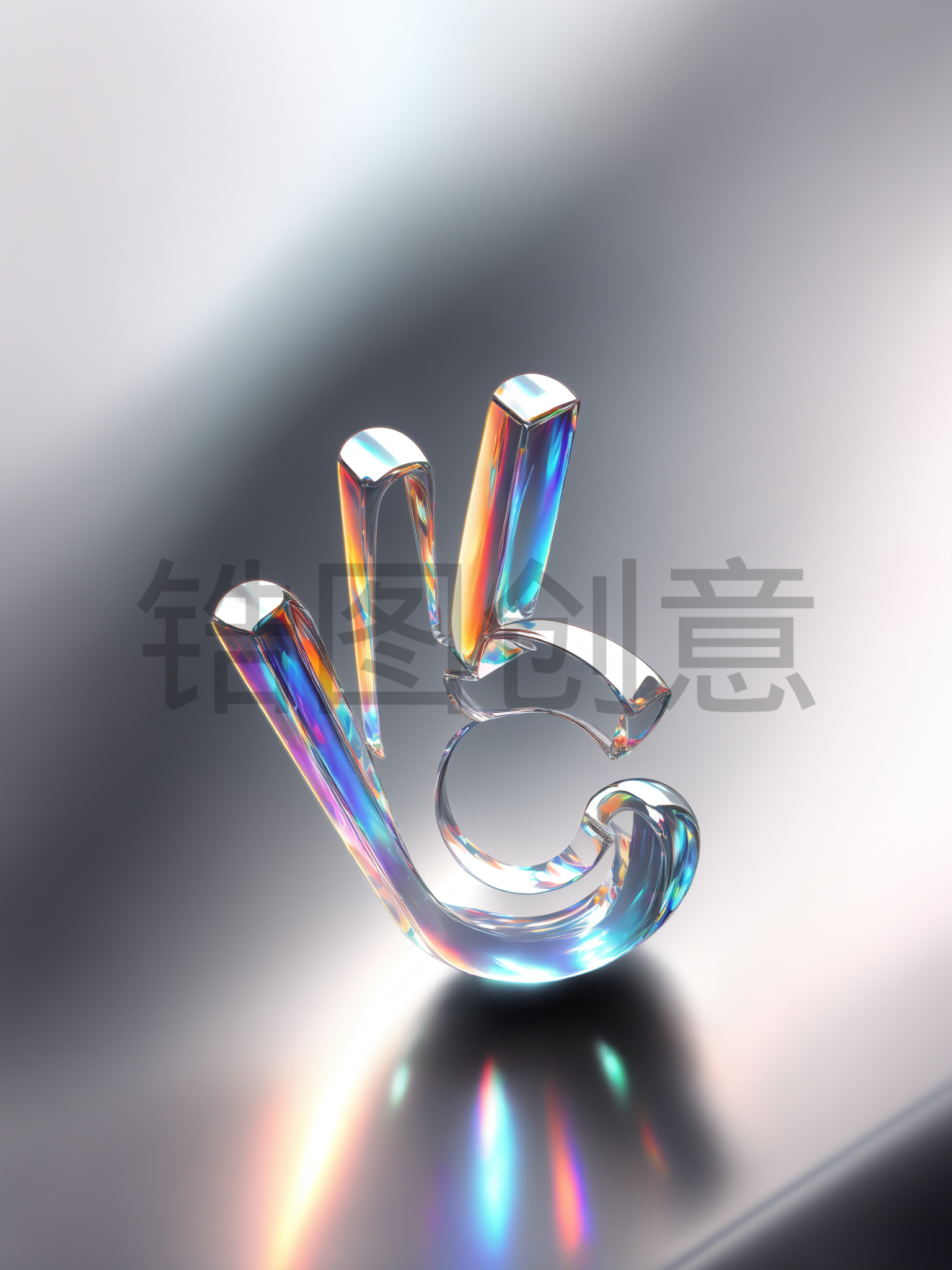 定设网-镭射透明质感ok手指手势图标图形